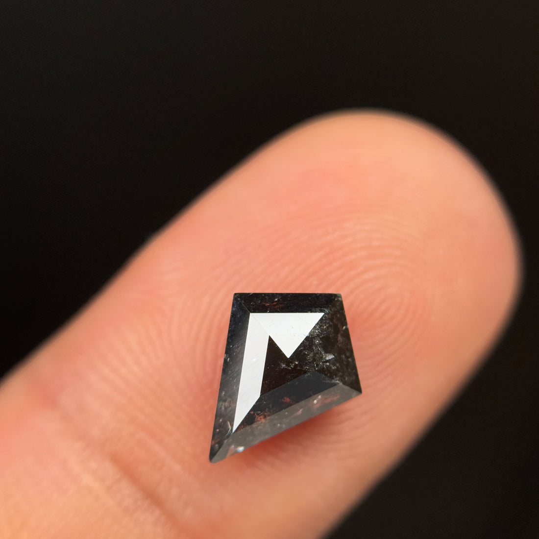 1.60 Ct Kite Rose Cut Grey Natural Salt and Pepper Diamond
