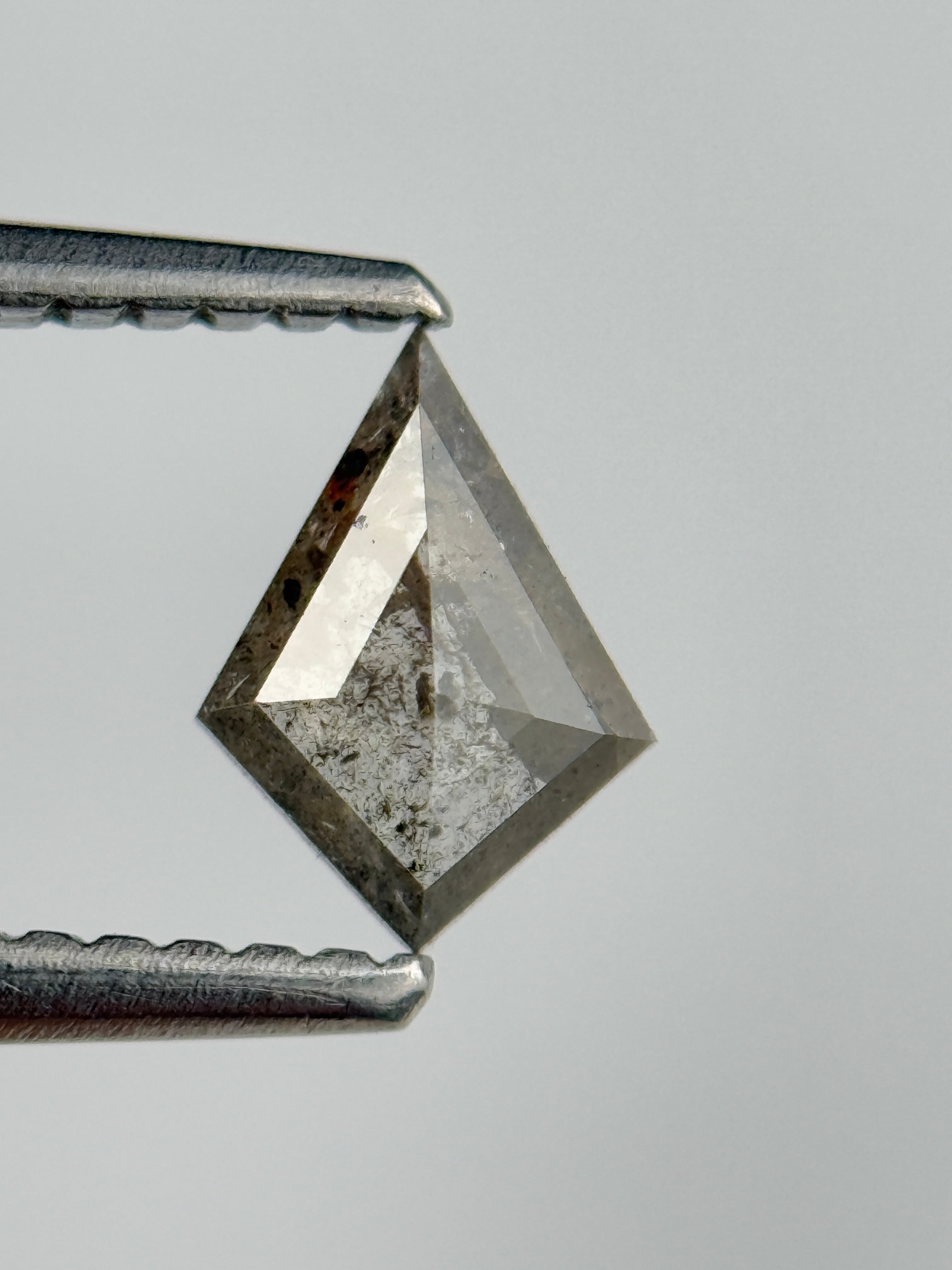 0.35 Ct Kite Rose Cut Grey Natural Salt and Pepper Diamond