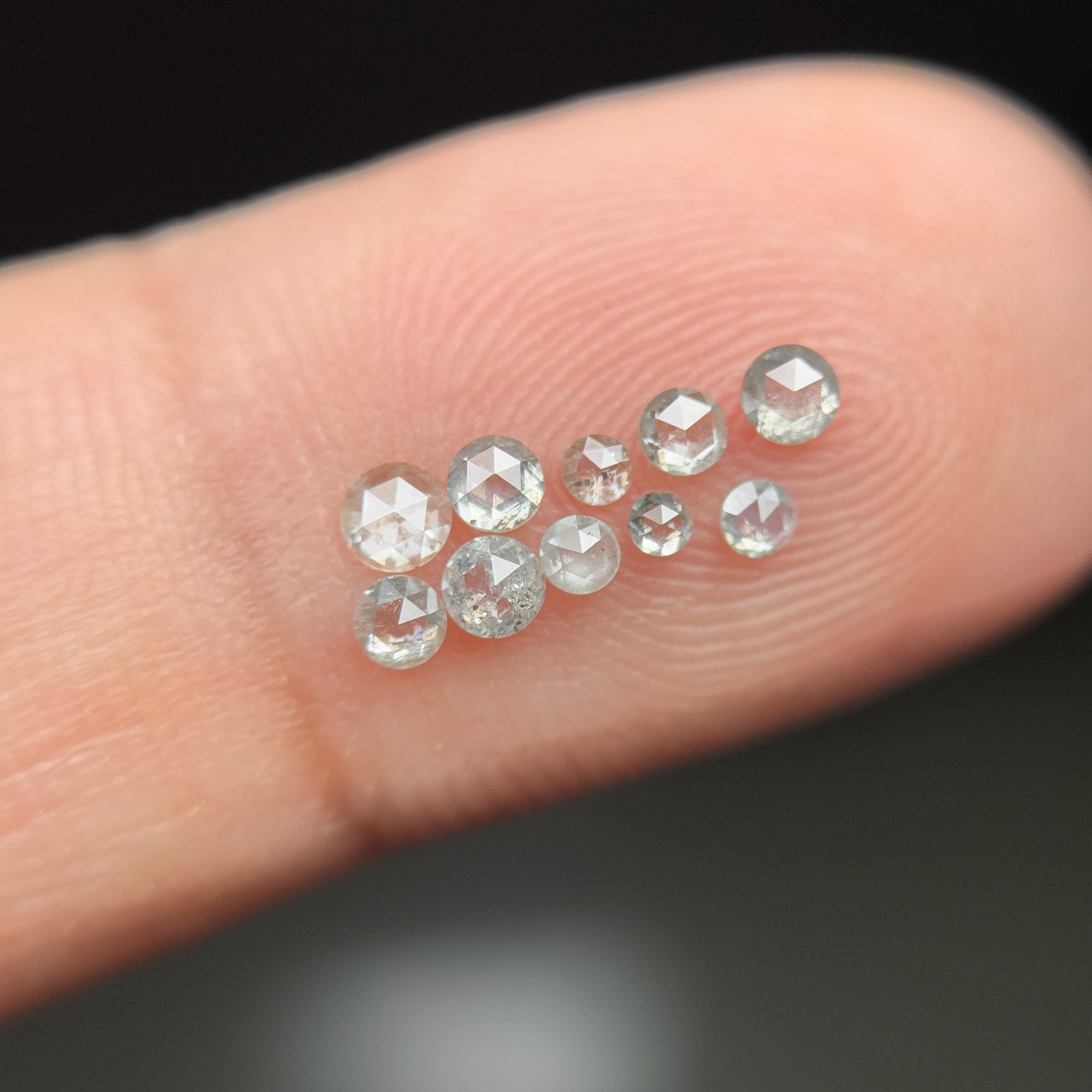 2 To 3 MM Round Rose Cut White Natural Galaxy Inclusion Diamond