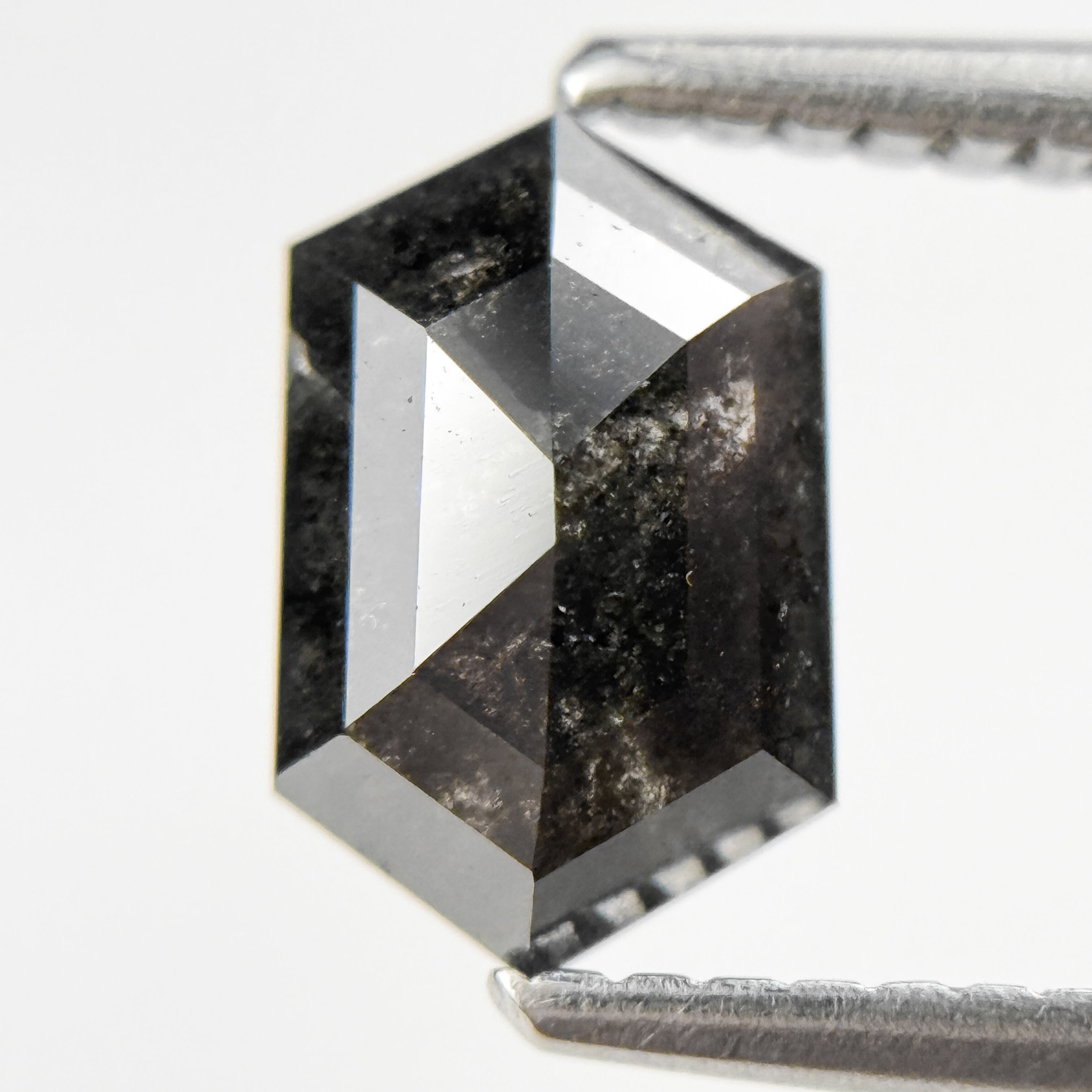 1.05 Ct Hexagon Rose Cut Grey Natural Salt and Pepper Diamond