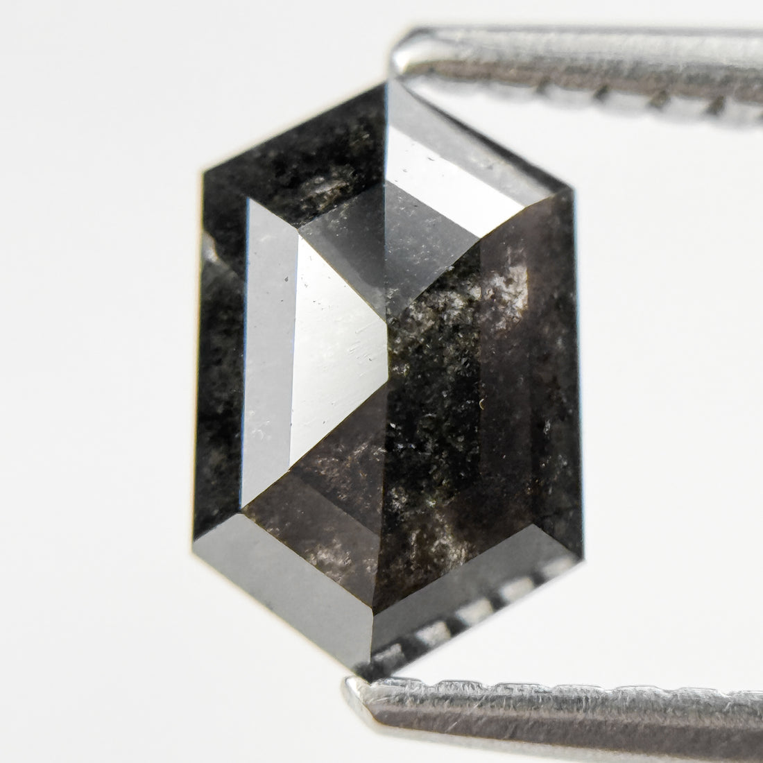 1.05 Ct Hexagon Rose Cut Grey Natural Salt and Pepper Diamond
