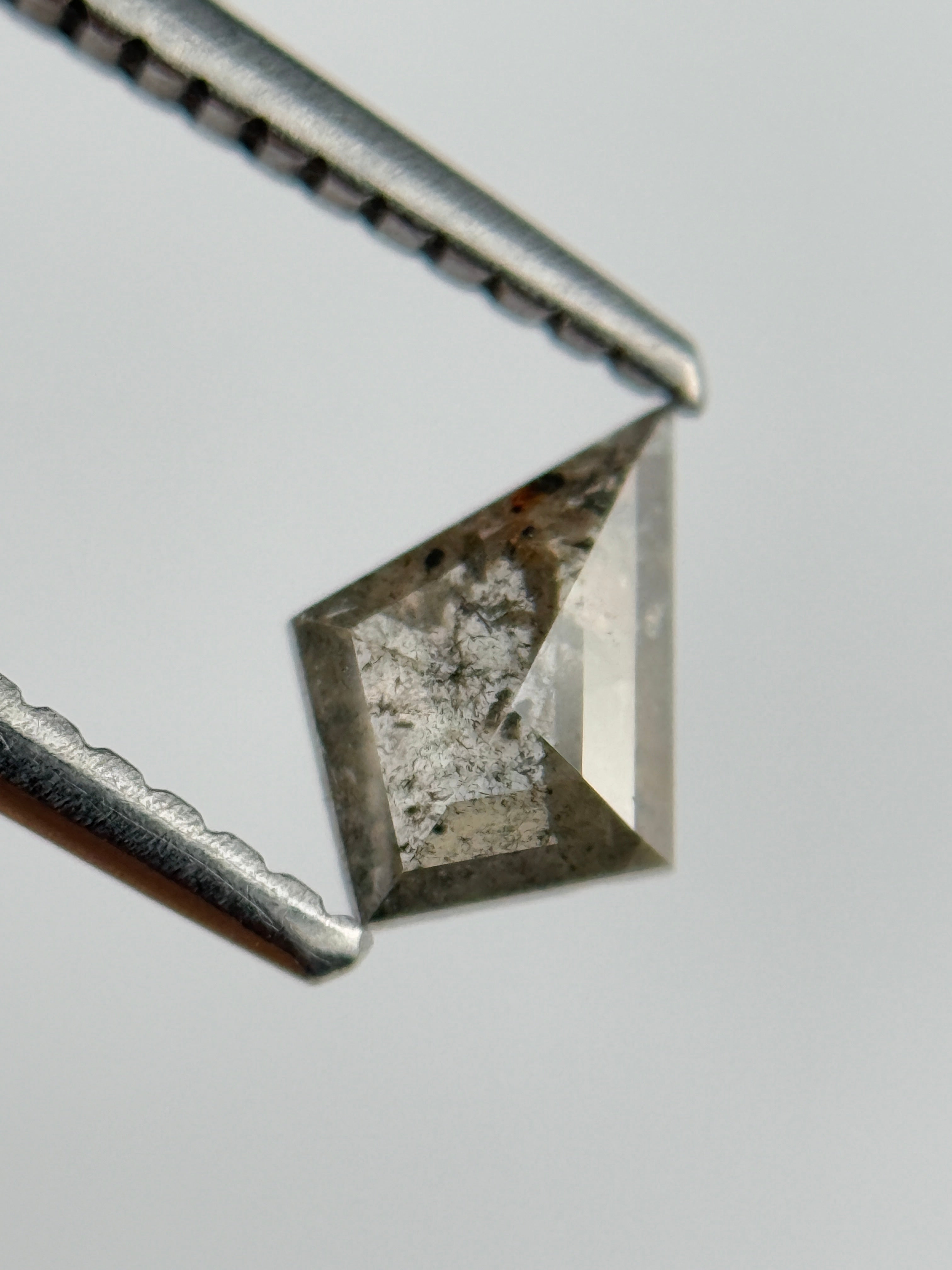 0.35 Ct Kite Rose Cut Grey Natural Salt and Pepper Diamond