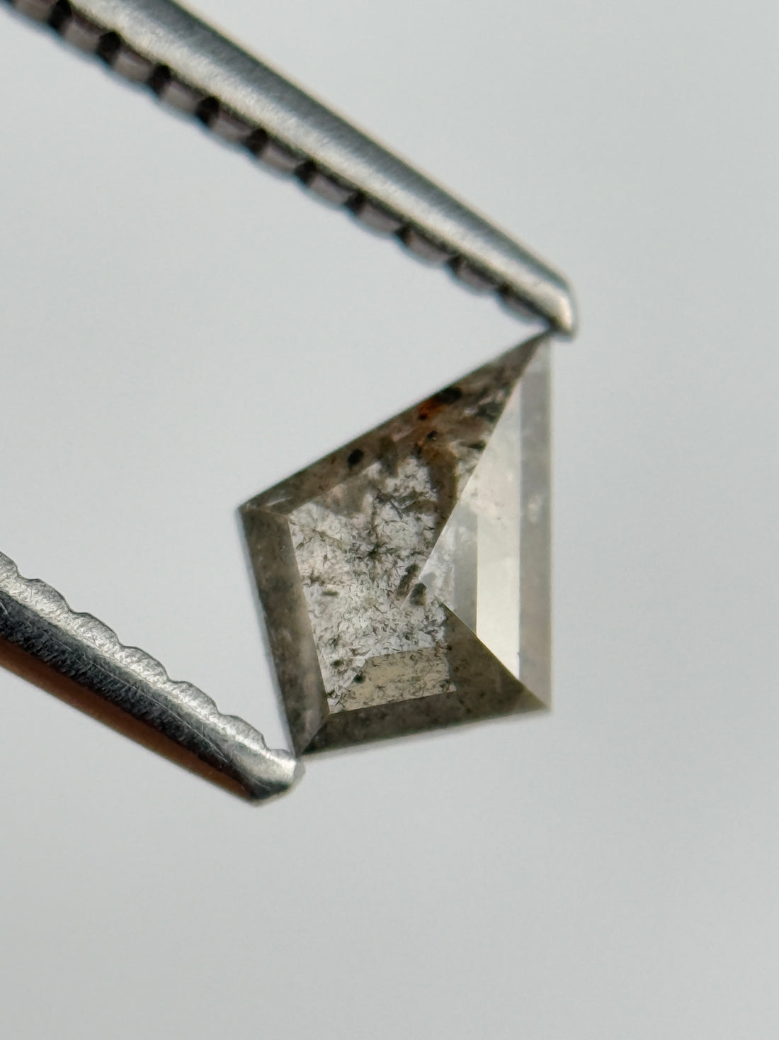0.35 Ct Kite Rose Cut Grey Natural Salt and Pepper Diamond