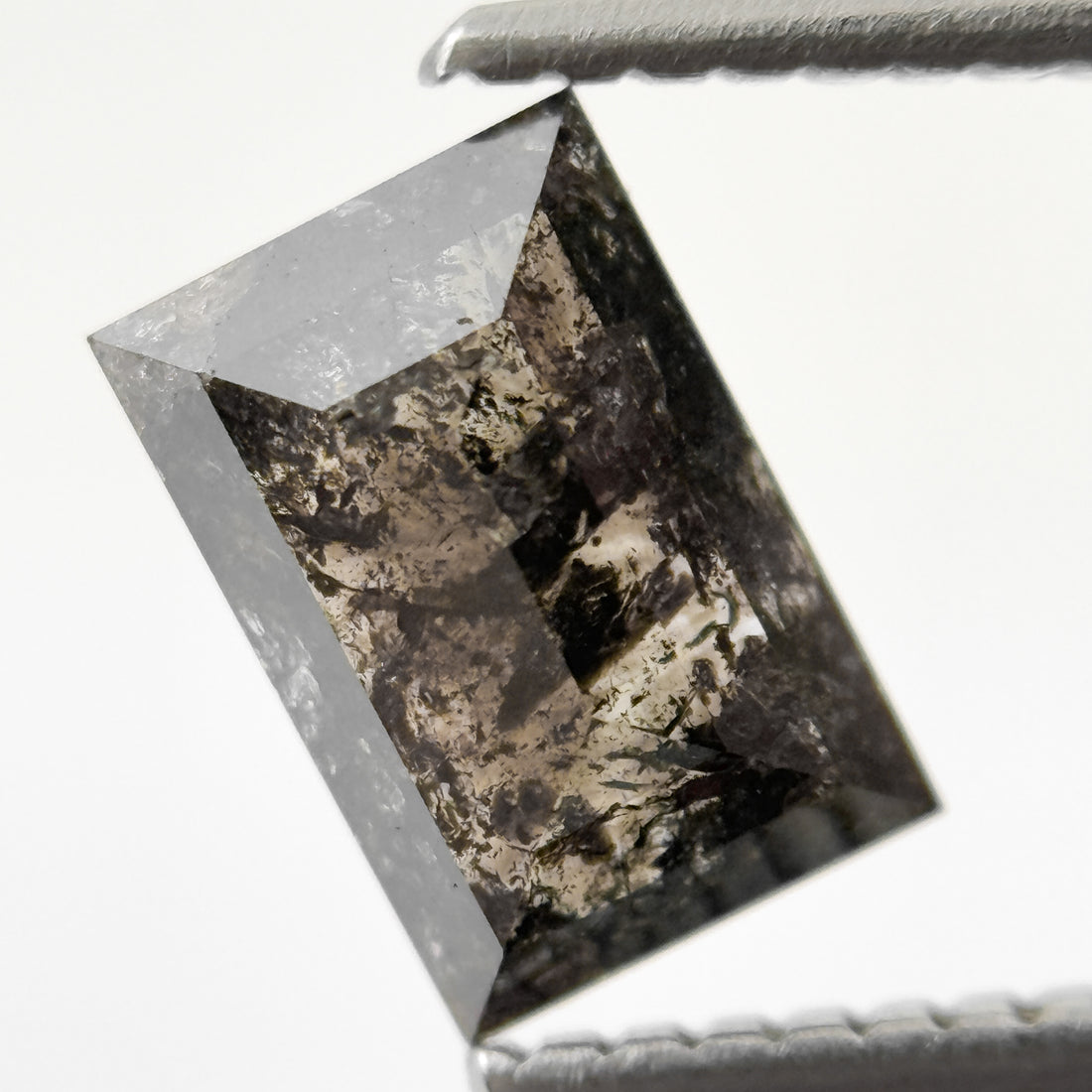 1.21 Ct Baguette Rose Cut Black Natural Salt and Pepper Diamond