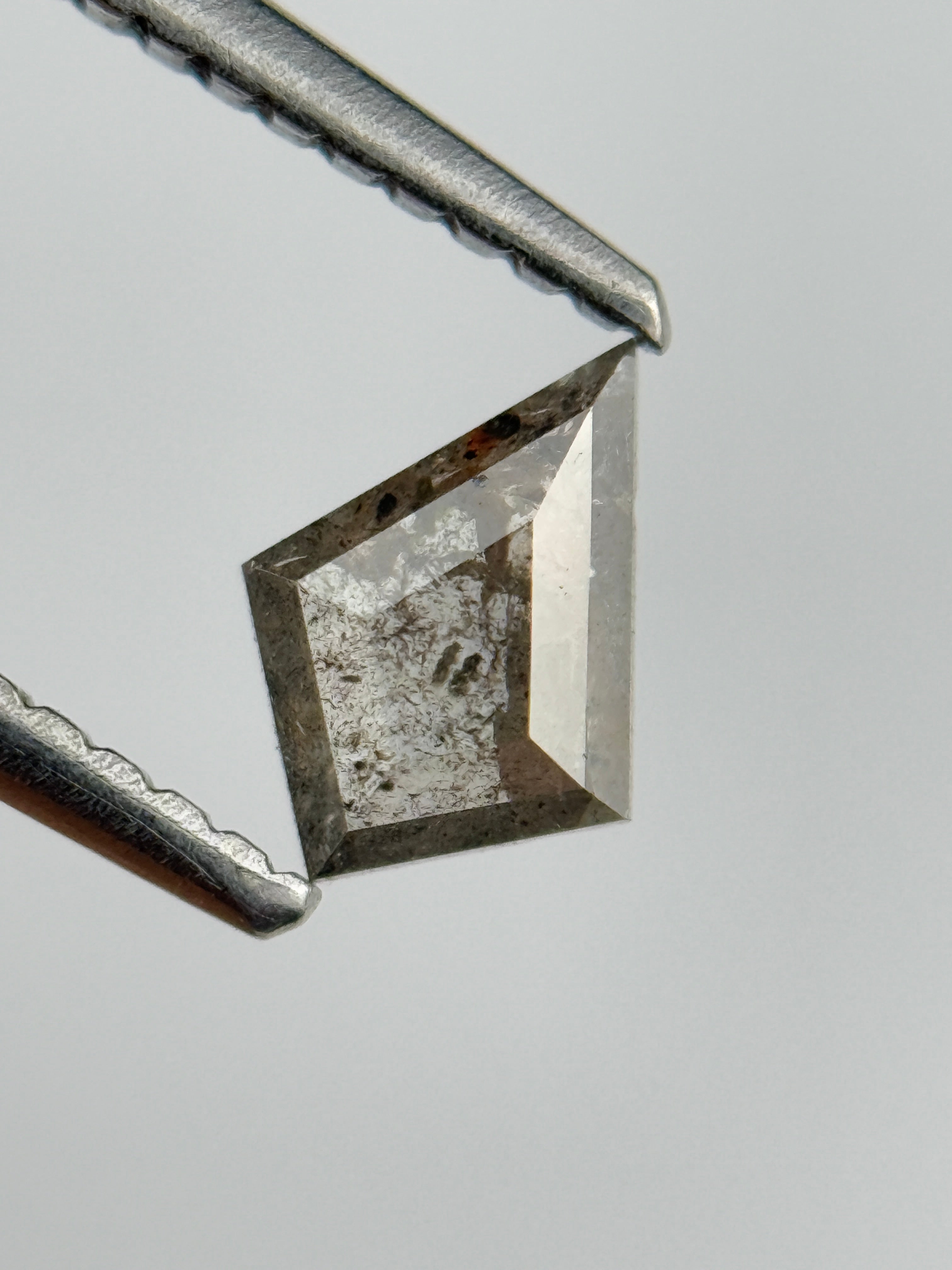 0.35 Ct Kite Rose Cut Grey Natural Salt and Pepper Diamond