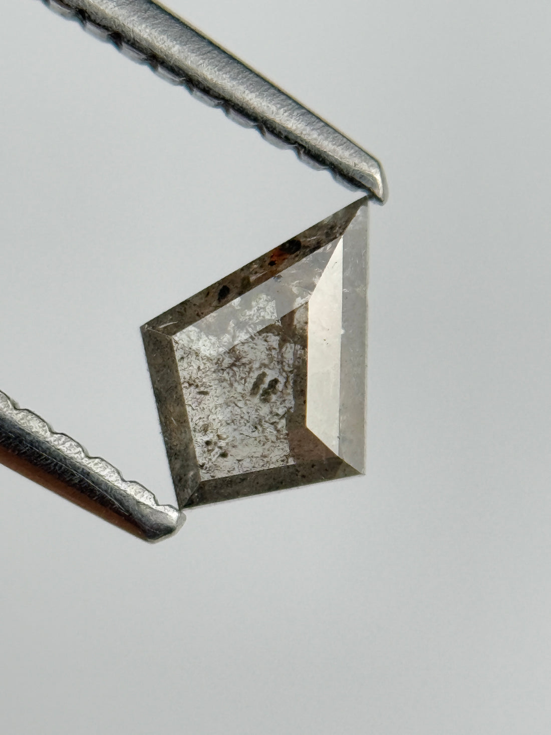 0.35 Ct Kite Rose Cut Grey Natural Salt and Pepper Diamond