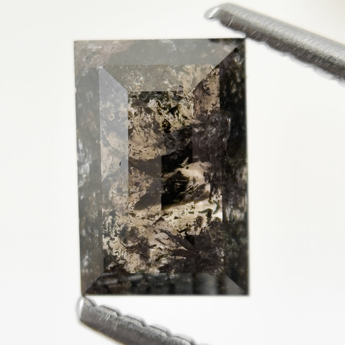 1.21 Ct Baguette Rose Cut Black Natural Salt and Pepper Diamond