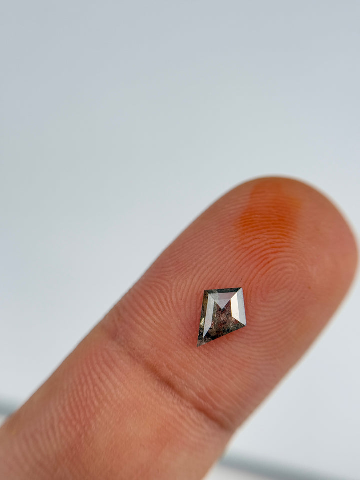 0.35 Ct Kite Rose Cut Grey Natural Salt and Pepper Diamond