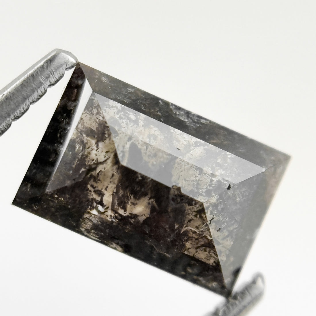 1.21 Ct Baguette Rose Cut Black Natural Salt and Pepper Diamond