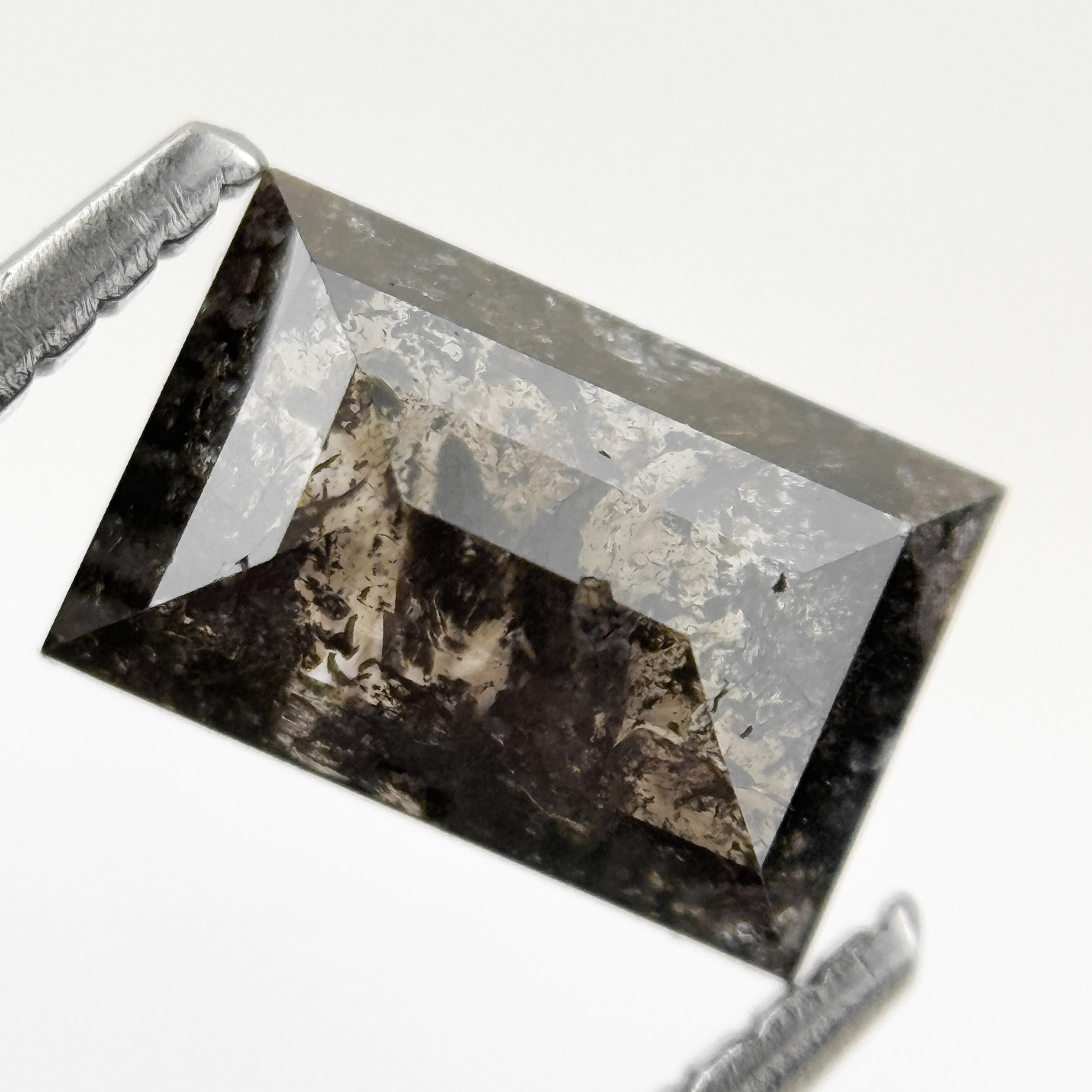 1.21 Ct Baguette Rose Cut Black Natural Salt and Pepper Diamond