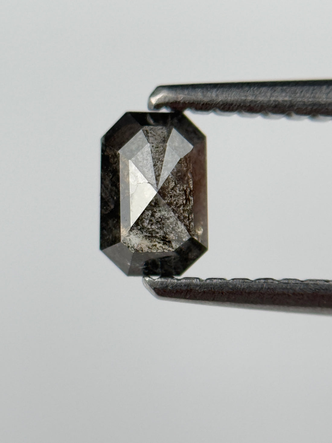 0.52 Ct Emerald Rose Cut Grey Natural Salt and Pepper Diamond