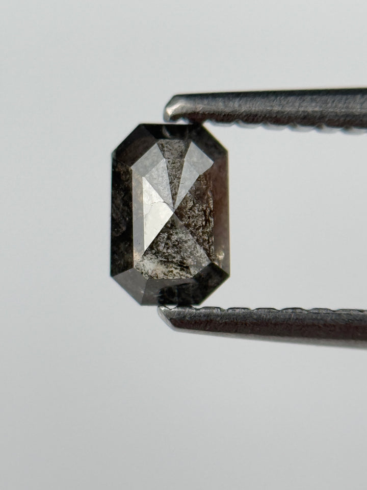 0.52 Ct Emerald Rose Cut Grey Natural Salt and Pepper Diamond