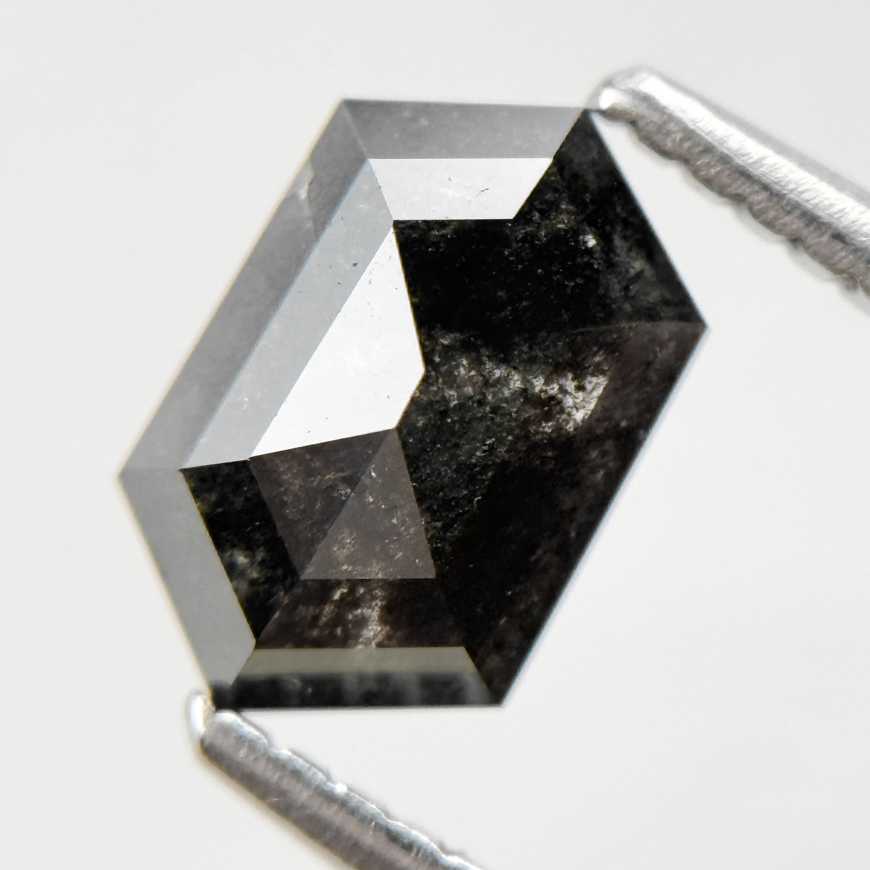 1.05 Ct Hexagon Rose Cut Grey Natural Salt and Pepper Diamond
