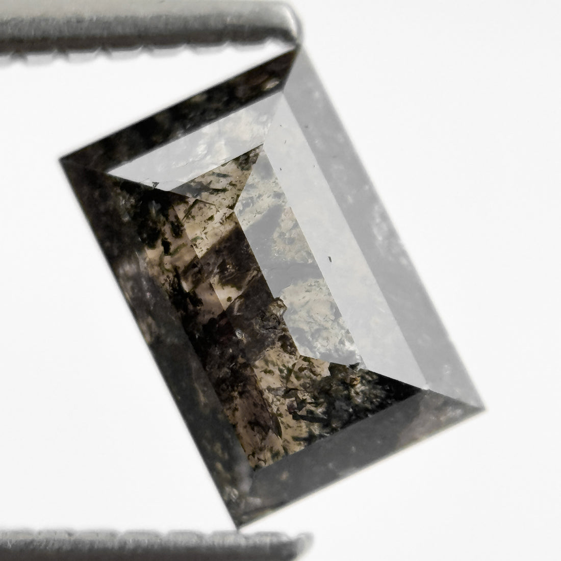 1.21 Ct Baguette Rose Cut Black Natural Salt and Pepper Diamond