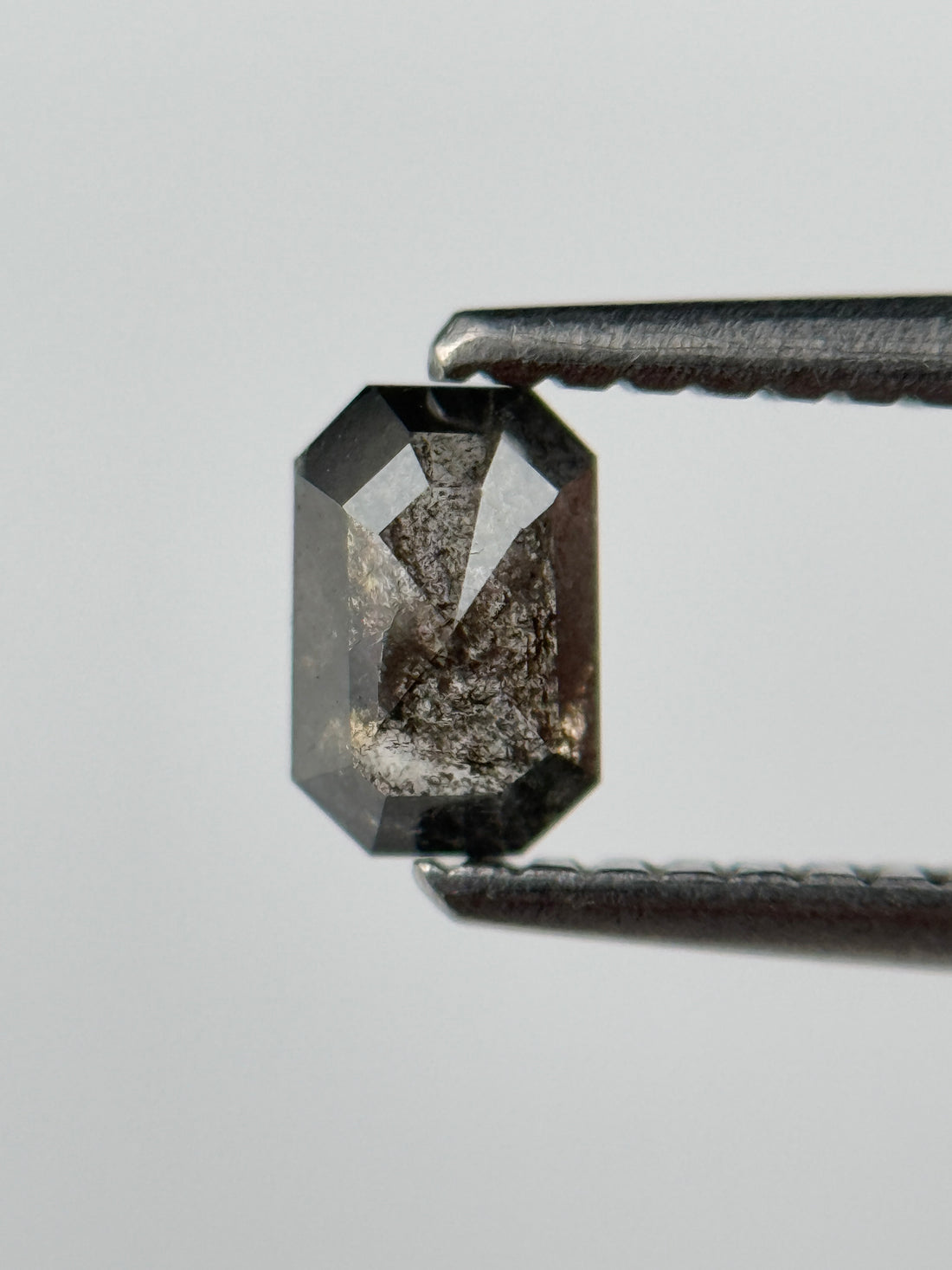 0.52 Ct Emerald Rose Cut Grey Natural Salt and Pepper Diamond