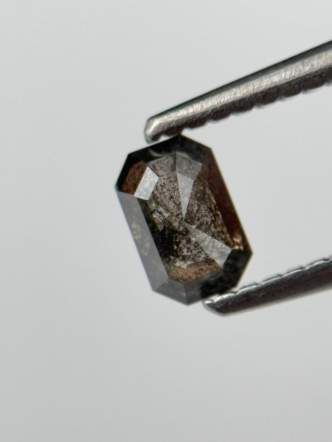 0.52 Ct Emerald Rose Cut Grey Natural Salt and Pepper Diamond