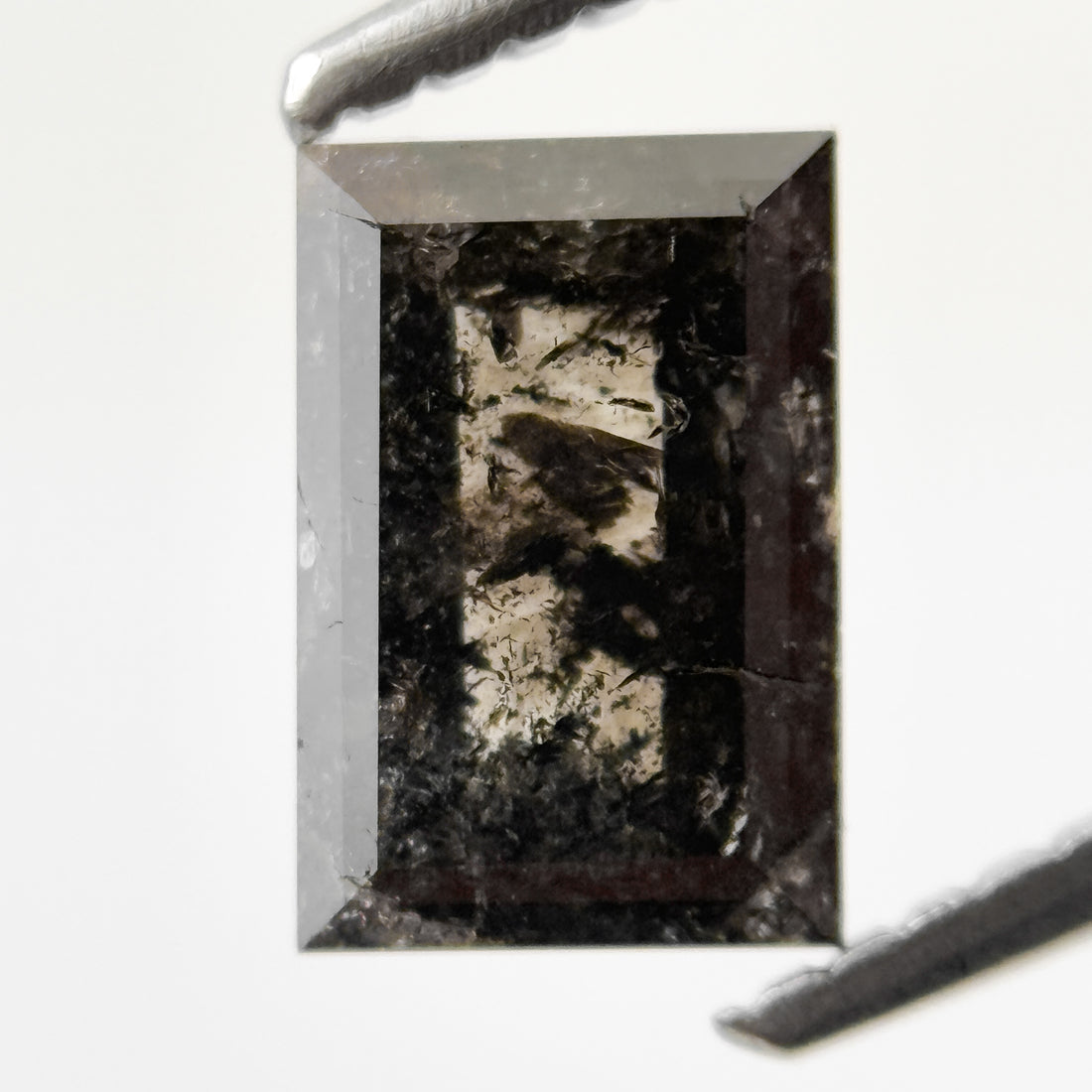 1.21 Ct Baguette Rose Cut Black Natural Salt and Pepper Diamond