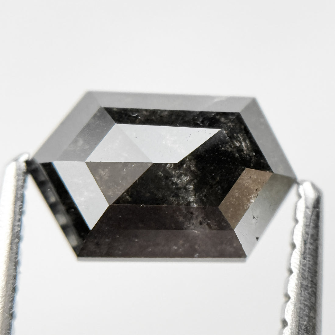 1.05 Ct Hexagon Rose Cut Grey Natural Salt and Pepper Diamond