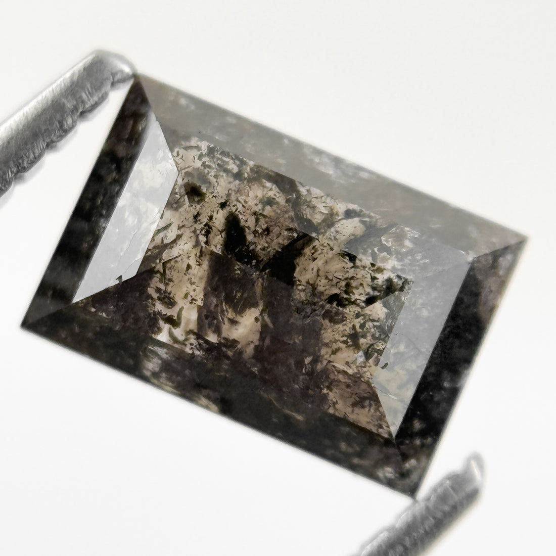 1.21 Ct Baguette Rose Cut Black Natural Salt and Pepper Diamond