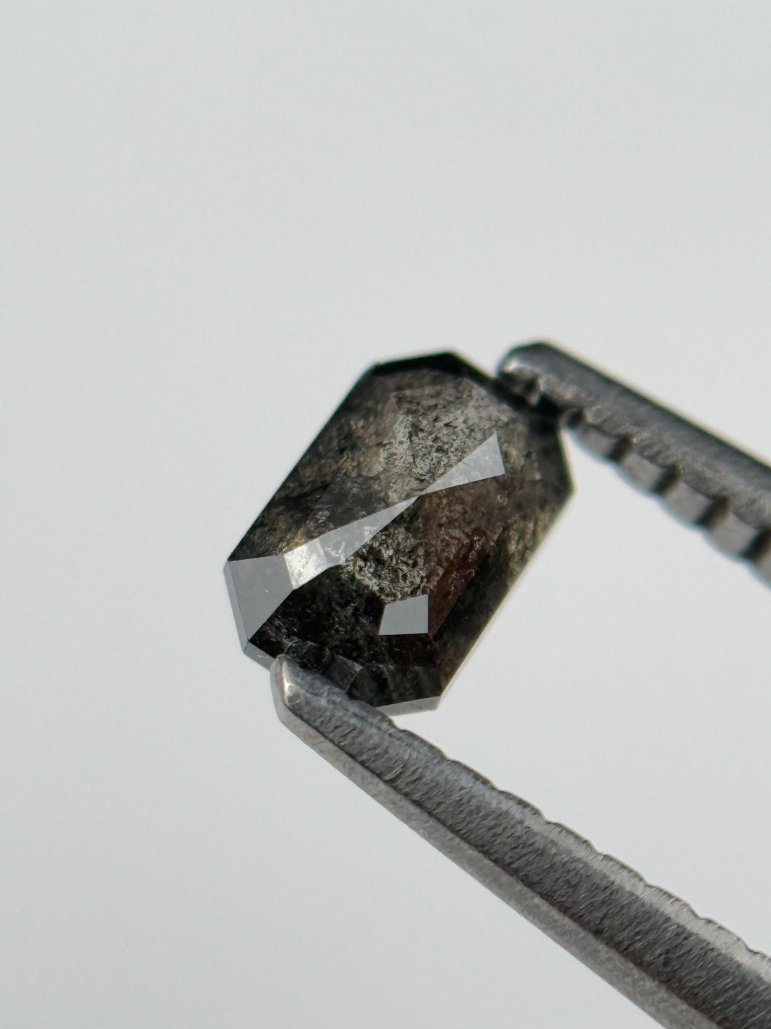 0.52 Ct Emerald Rose Cut Grey Natural Salt and Pepper Diamond