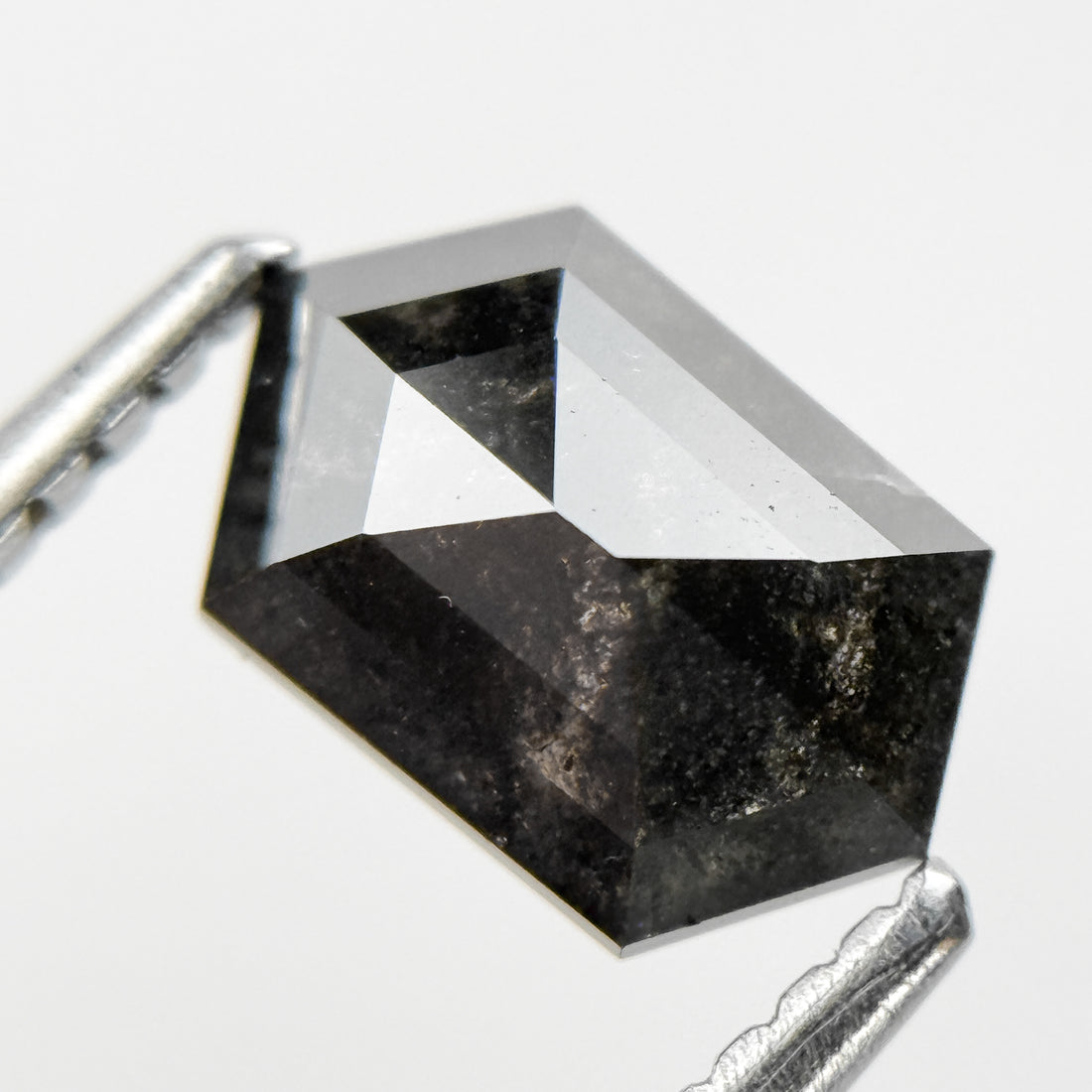 1.05 Ct Hexagon Rose Cut Grey Natural Salt and Pepper Diamond