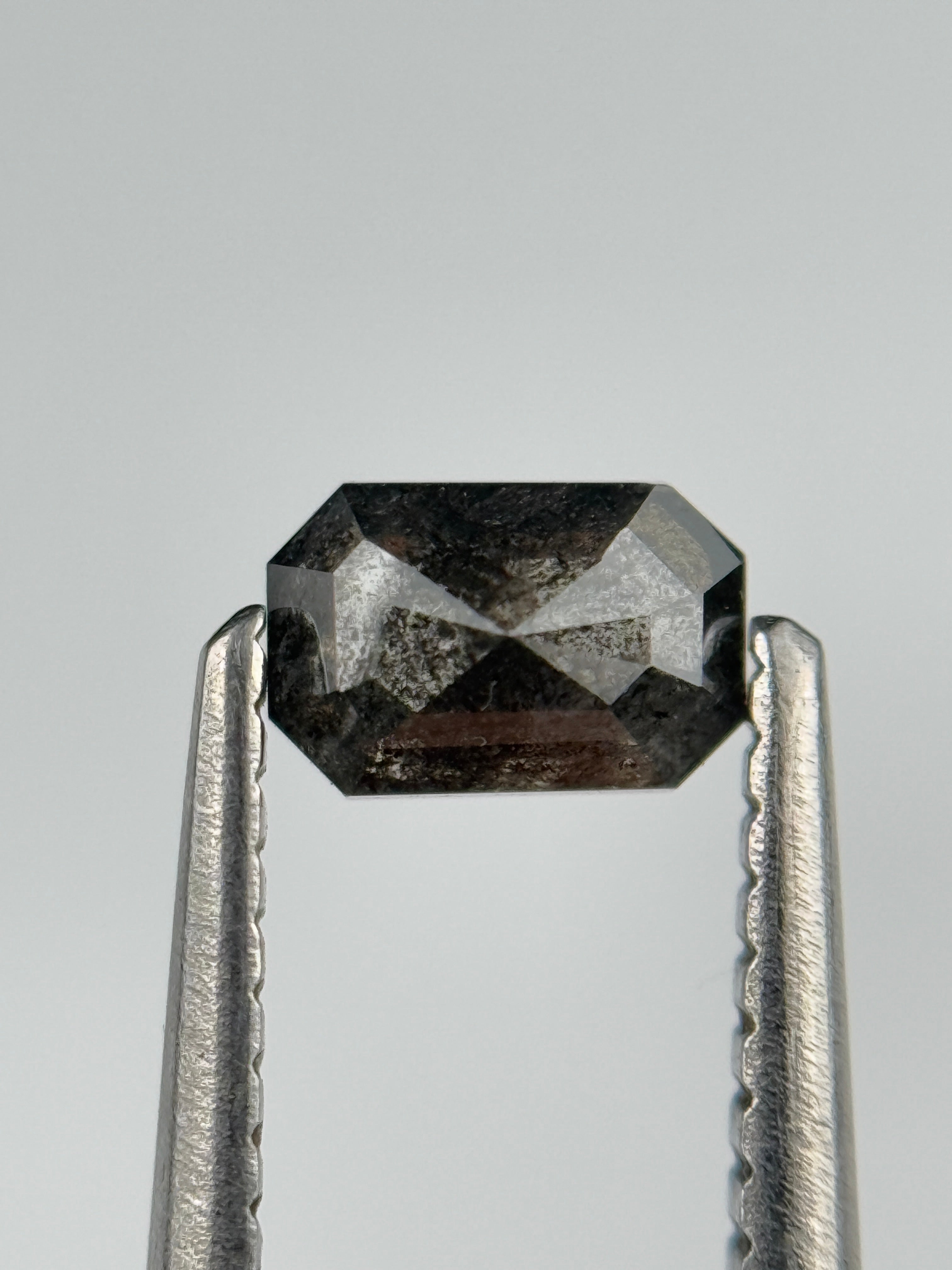 0.52 Ct Emerald Rose Cut Grey Natural Salt and Pepper Diamond