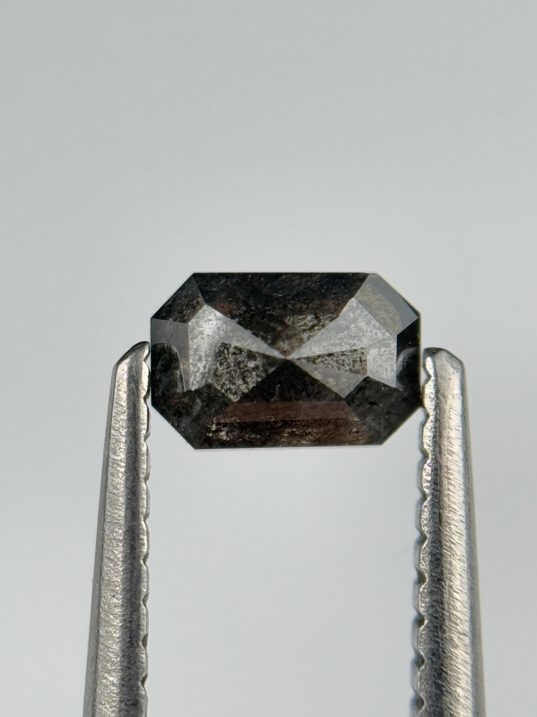 0.52 Ct Emerald Rose Cut Grey Natural Salt and Pepper Diamond
