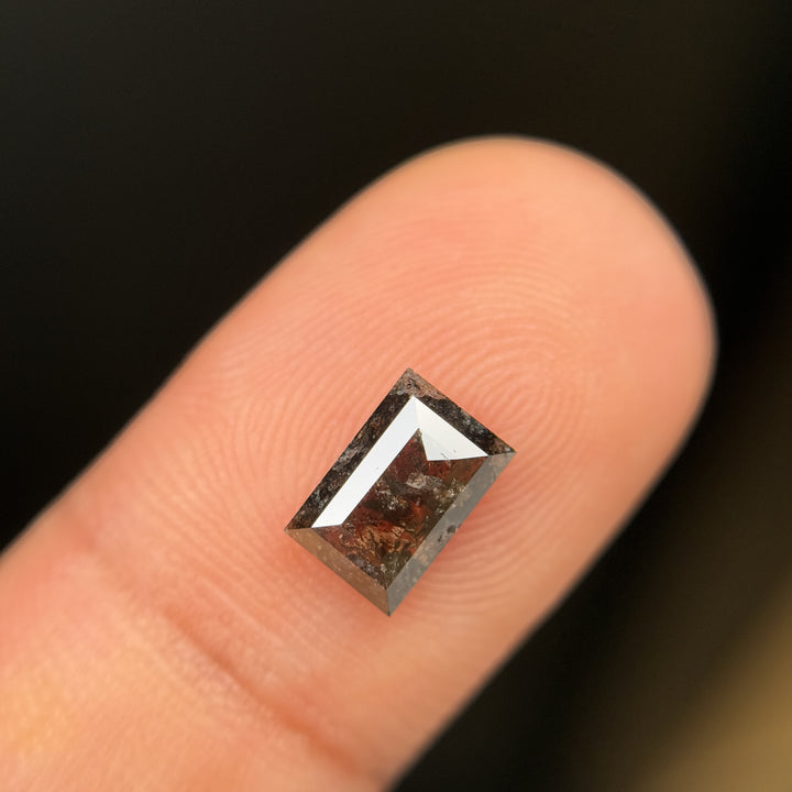 1.21 Ct Baguette Rose Cut Black Natural Salt and Pepper Diamond
