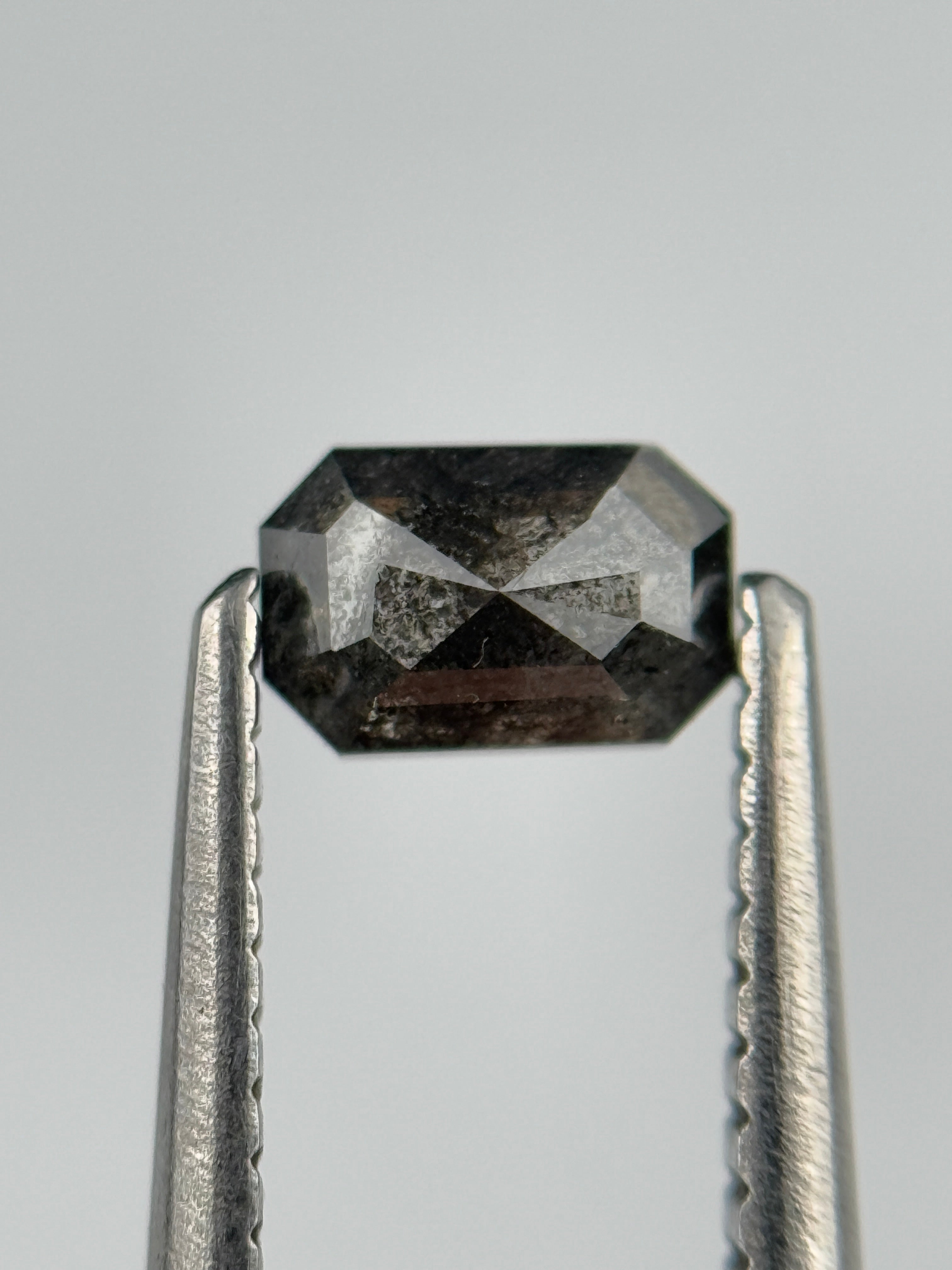 0.52 Ct Emerald Rose Cut Grey Natural Salt and Pepper Diamond