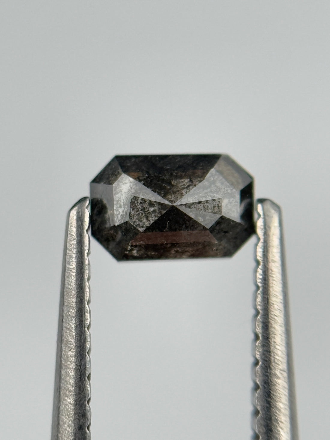 0.52 Ct Emerald Rose Cut Grey Natural Salt and Pepper Diamond