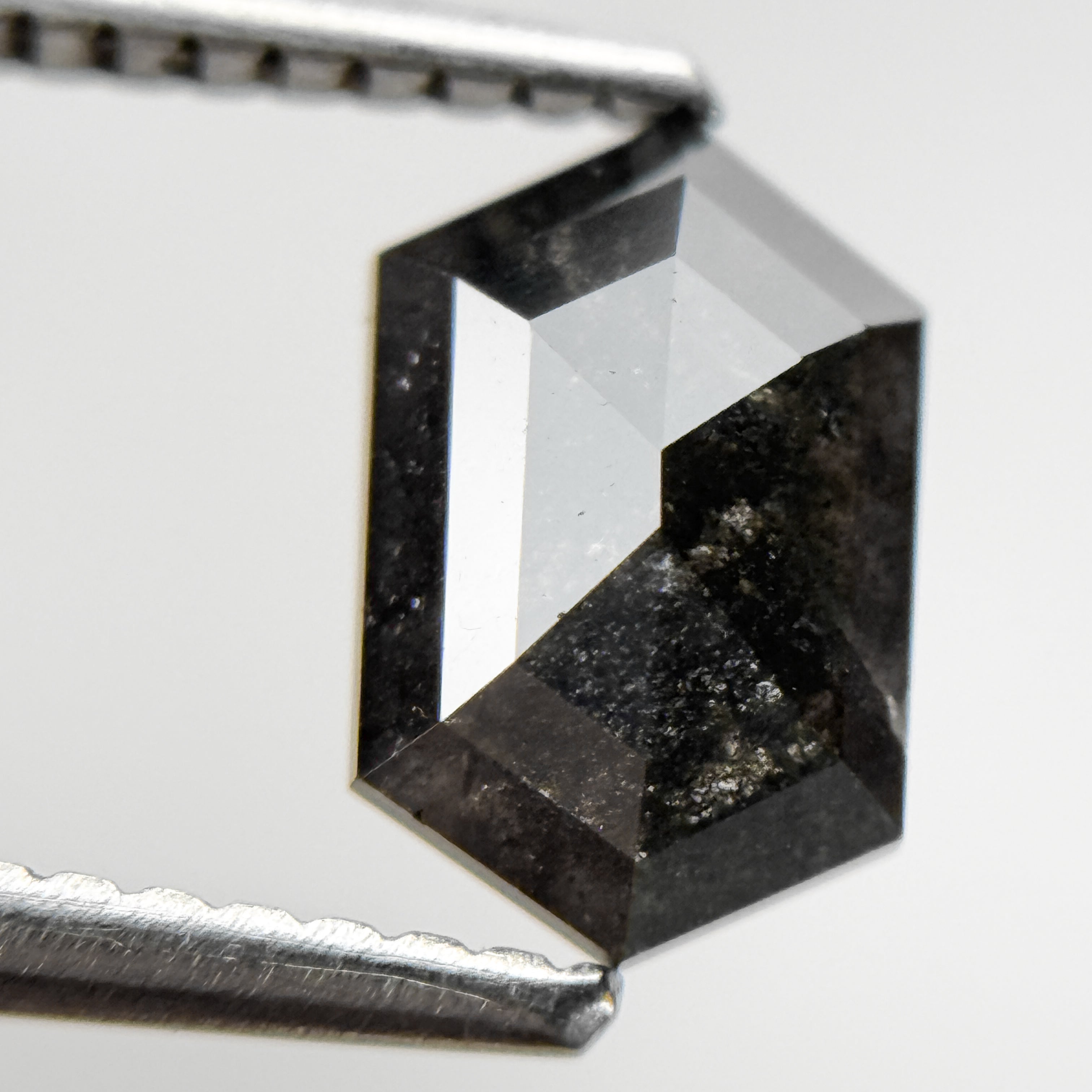 1.05 Ct Hexagon Rose Cut Grey Natural Salt and Pepper Diamond