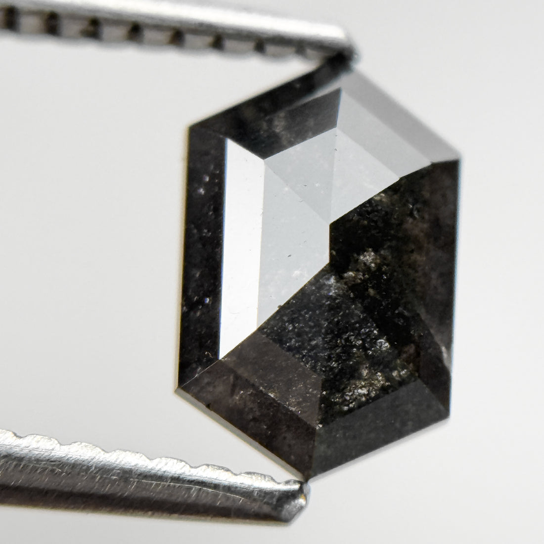 1.05 Ct Hexagon Rose Cut Grey Natural Salt and Pepper Diamond