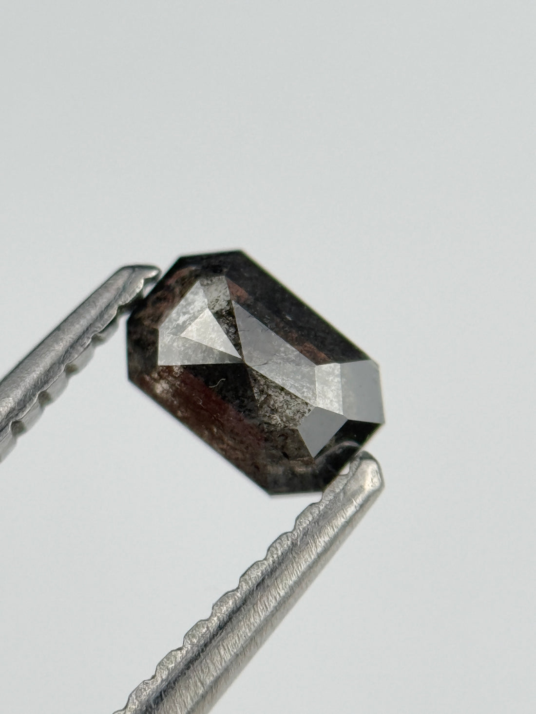 0.52 Ct Emerald Rose Cut Grey Natural Salt and Pepper Diamond