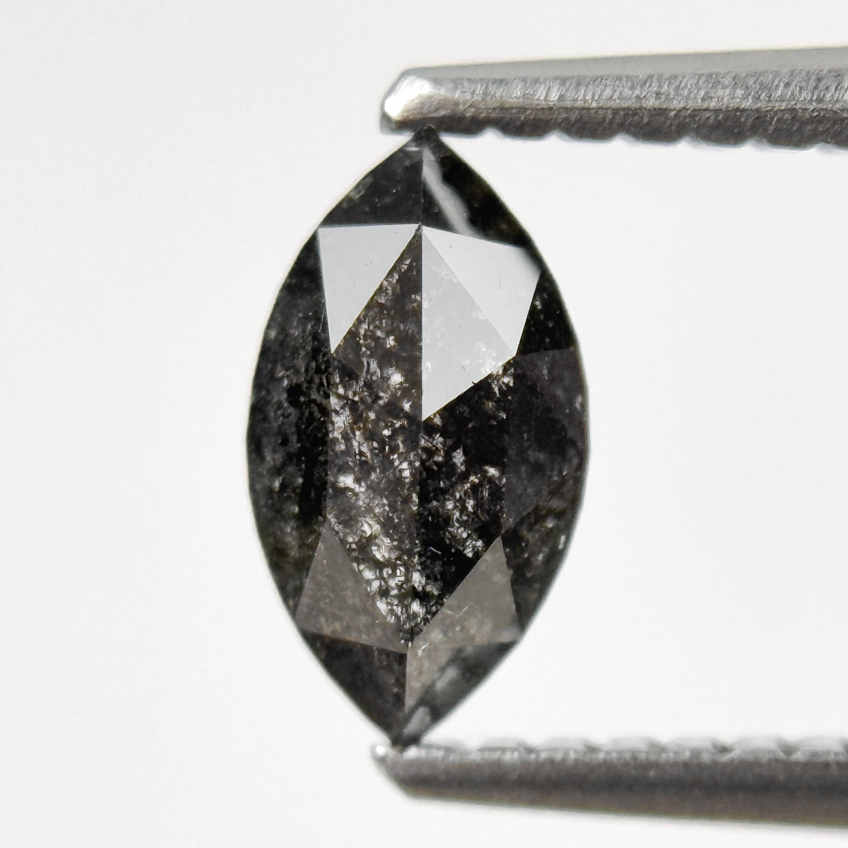 0.64 Ct Marquise Rose Cut Grey Natural Salt and Pepper Diamond