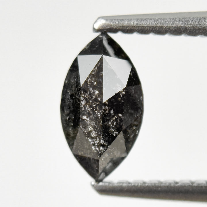 0.64 Ct Marquise Rose Cut Grey Natural Salt and Pepper Diamond