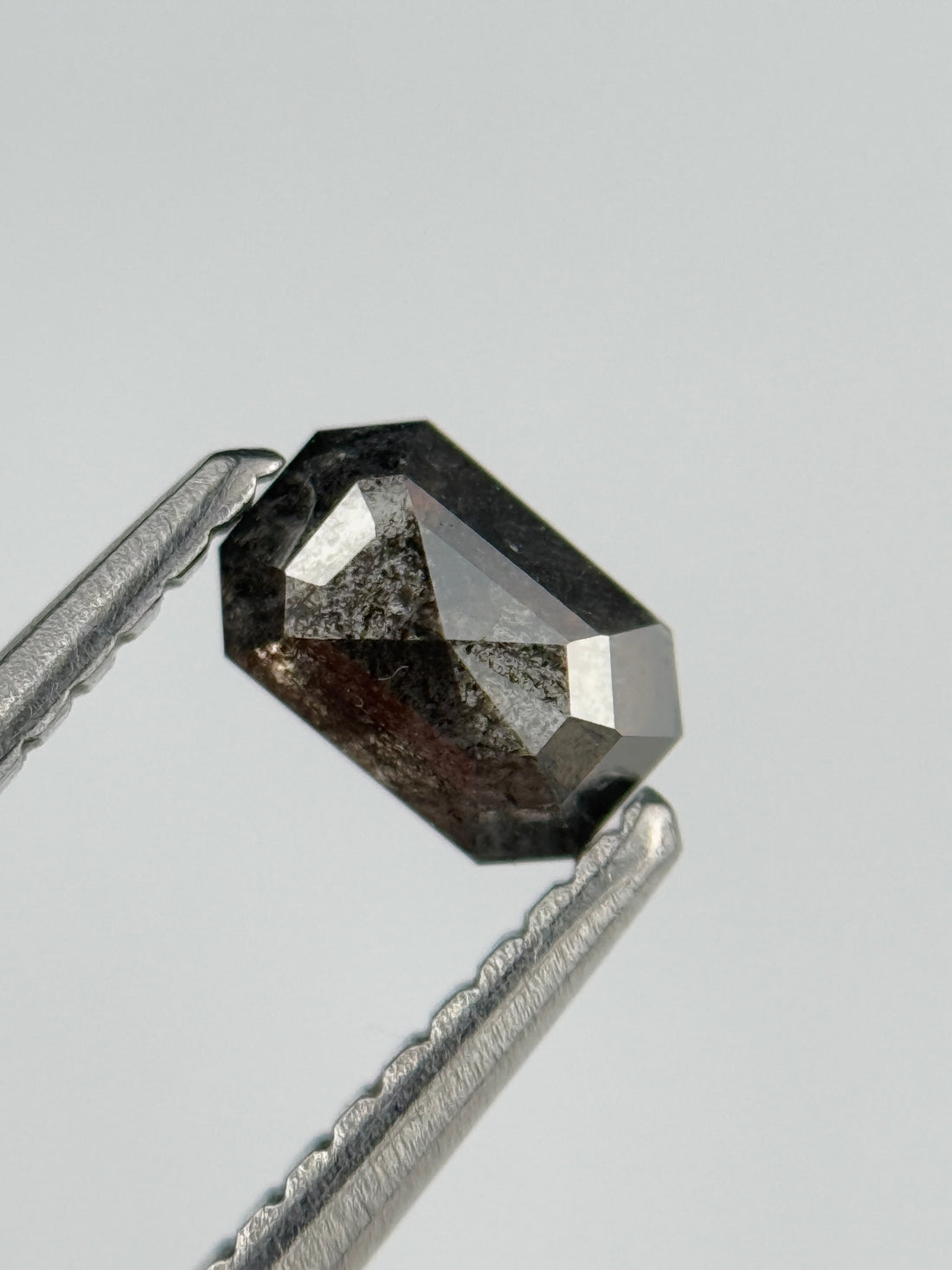 0.52 Ct Emerald Rose Cut Grey Natural Salt and Pepper Diamond