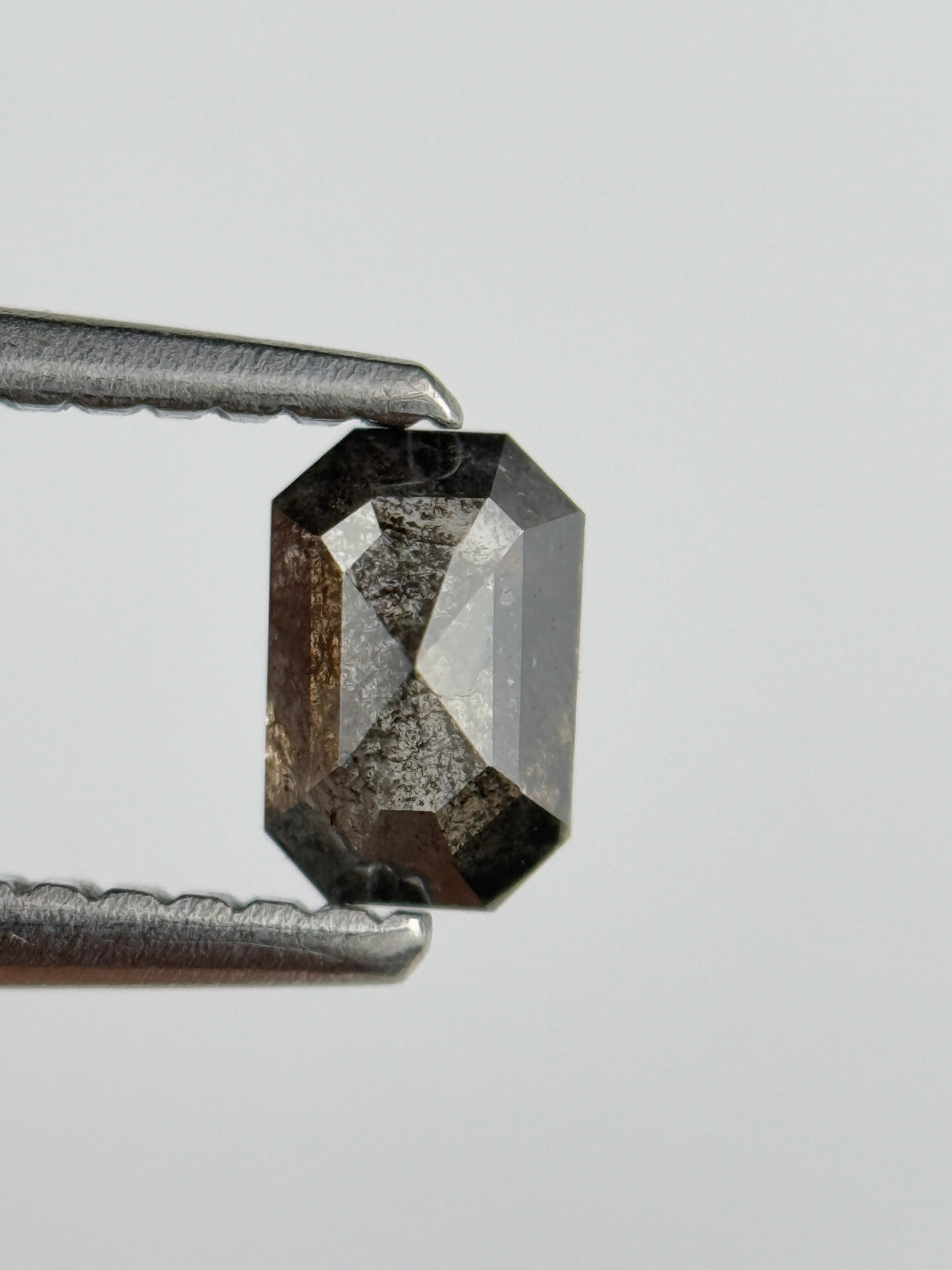 0.52 Ct Emerald Rose Cut Grey Natural Salt and Pepper Diamond