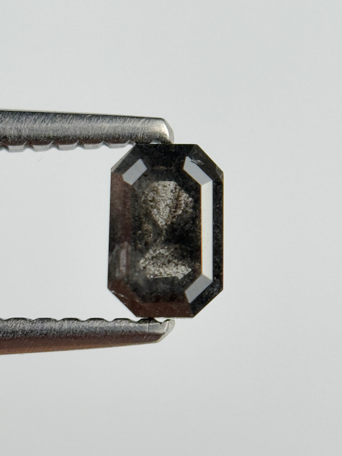 0.52 Ct Emerald Rose Cut Grey Natural Salt and Pepper Diamond