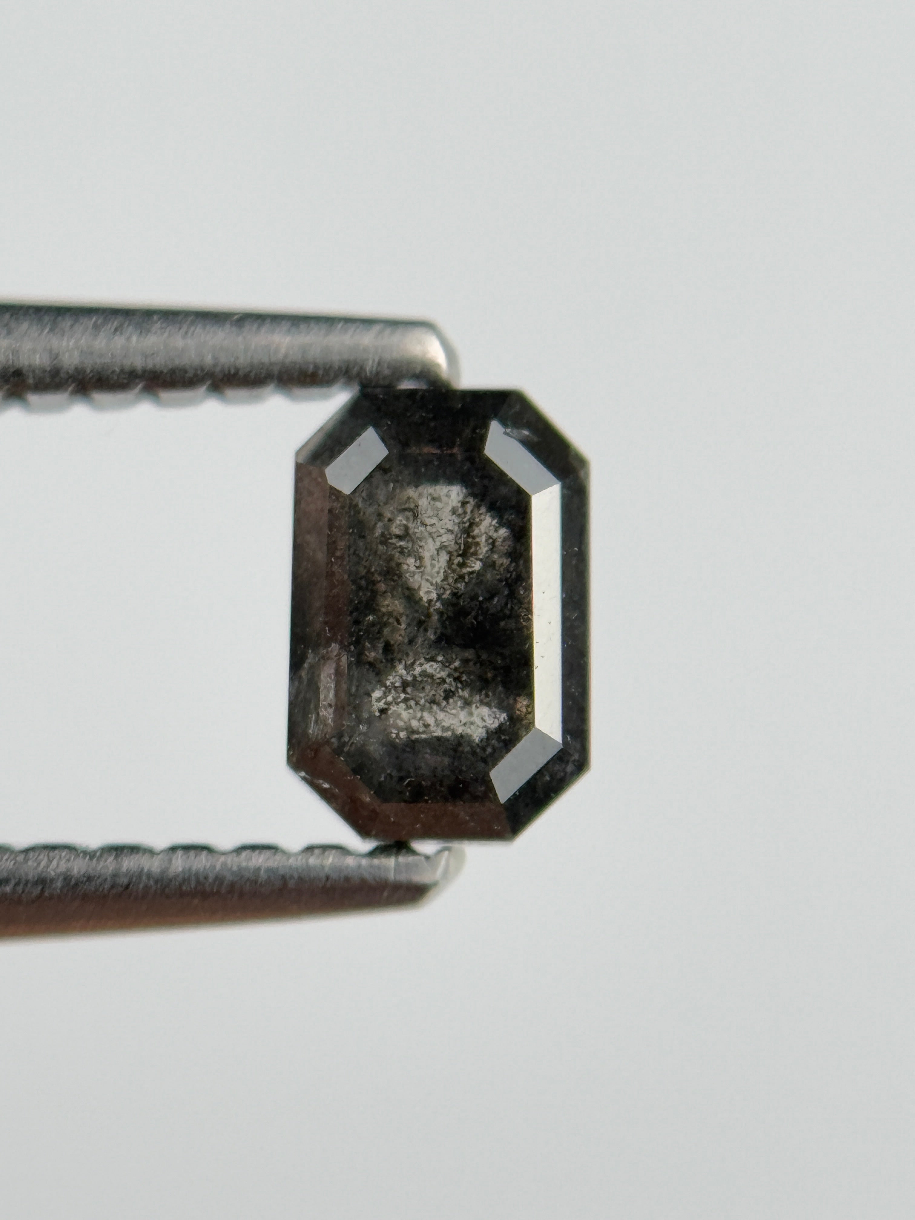 0.52 Ct Emerald Rose Cut Grey Natural Salt and Pepper Diamond