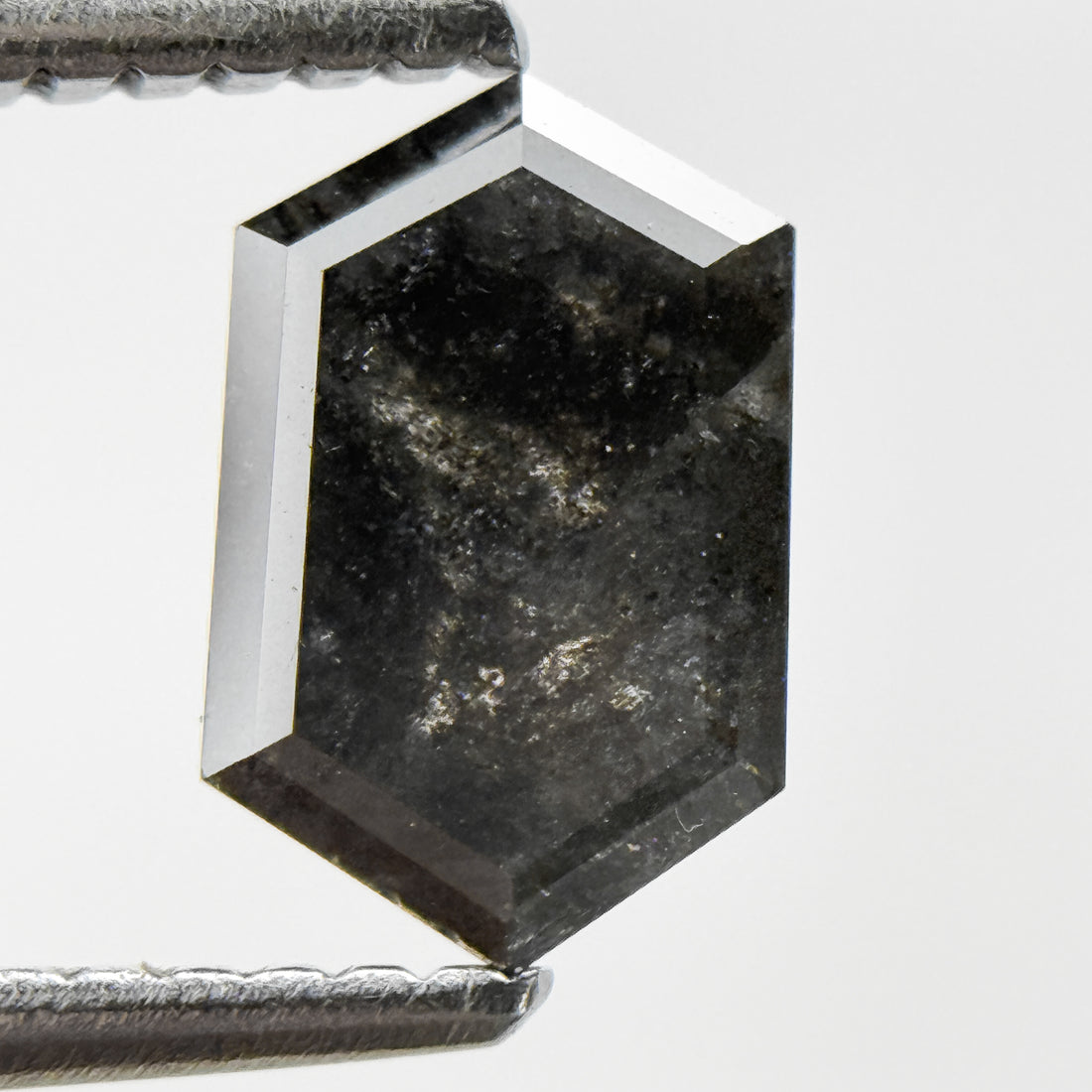 1.05 Ct Hexagon Rose Cut Grey Natural Salt and Pepper Diamond