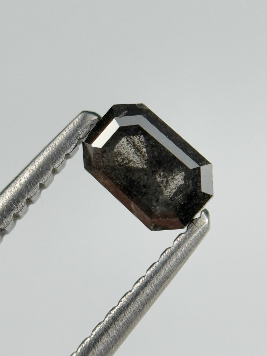 0.52 Ct Emerald Rose Cut Grey Natural Salt and Pepper Diamond