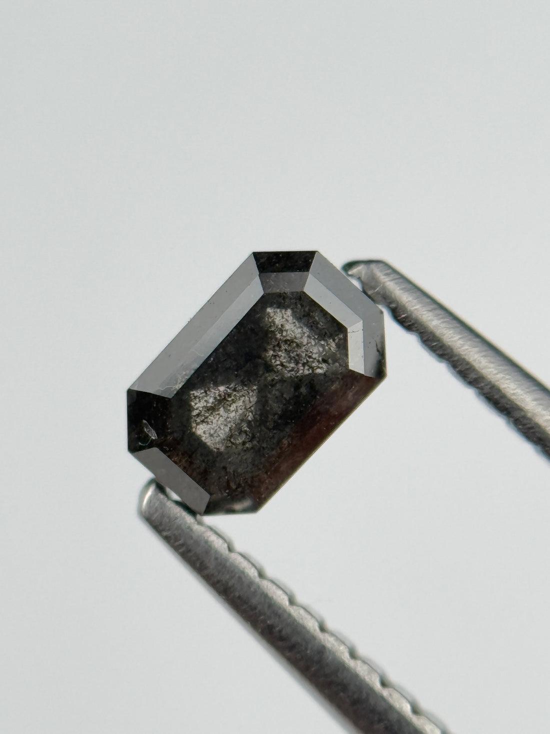 0.52 Ct Emerald Rose Cut Grey Natural Salt and Pepper Diamond