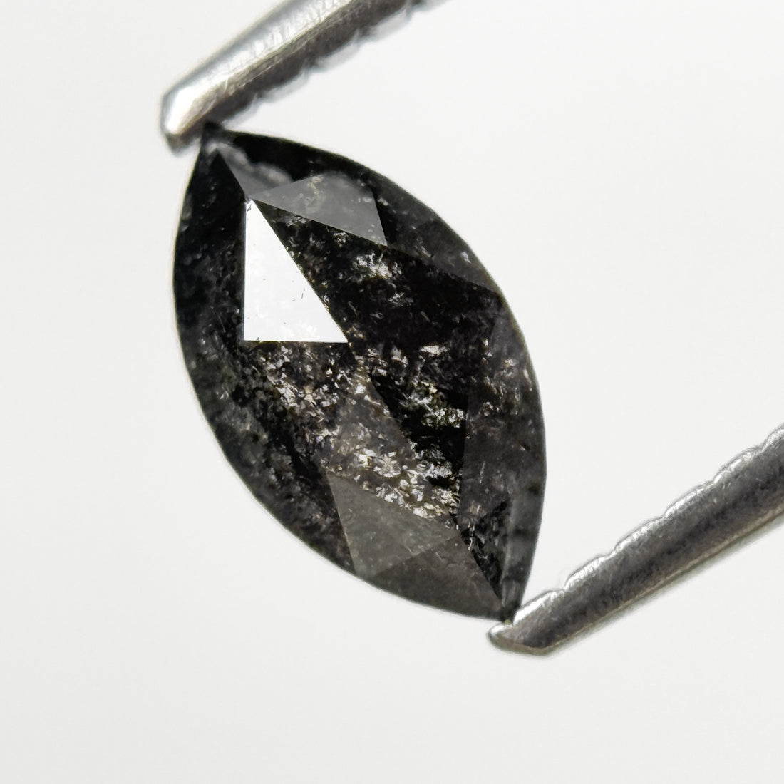 0.64 Ct Marquise Rose Cut Grey Natural Salt and Pepper Diamond