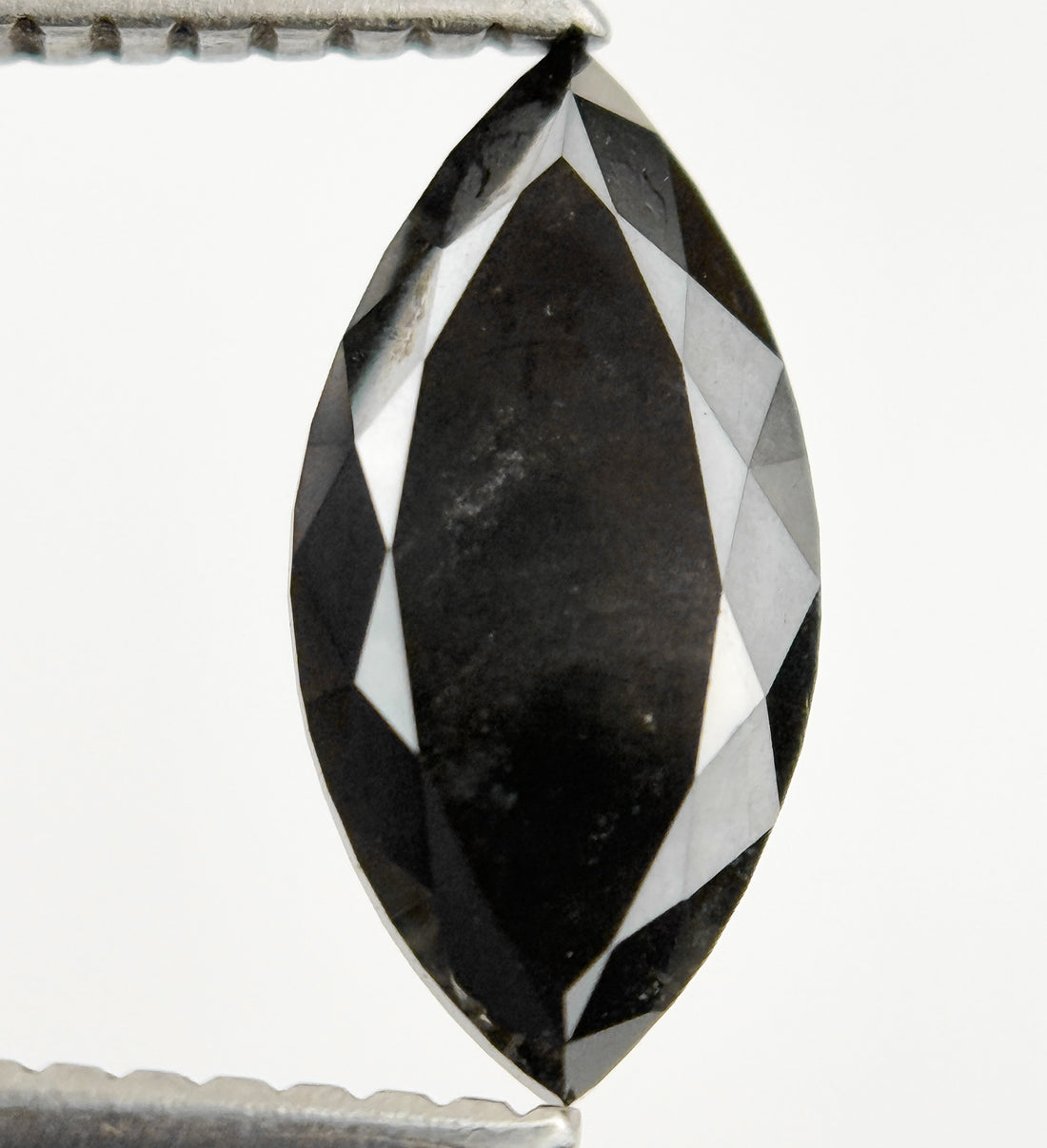 1.35 Ct Marquise Rose Cut Black Natural Salt and Pepper Diamond