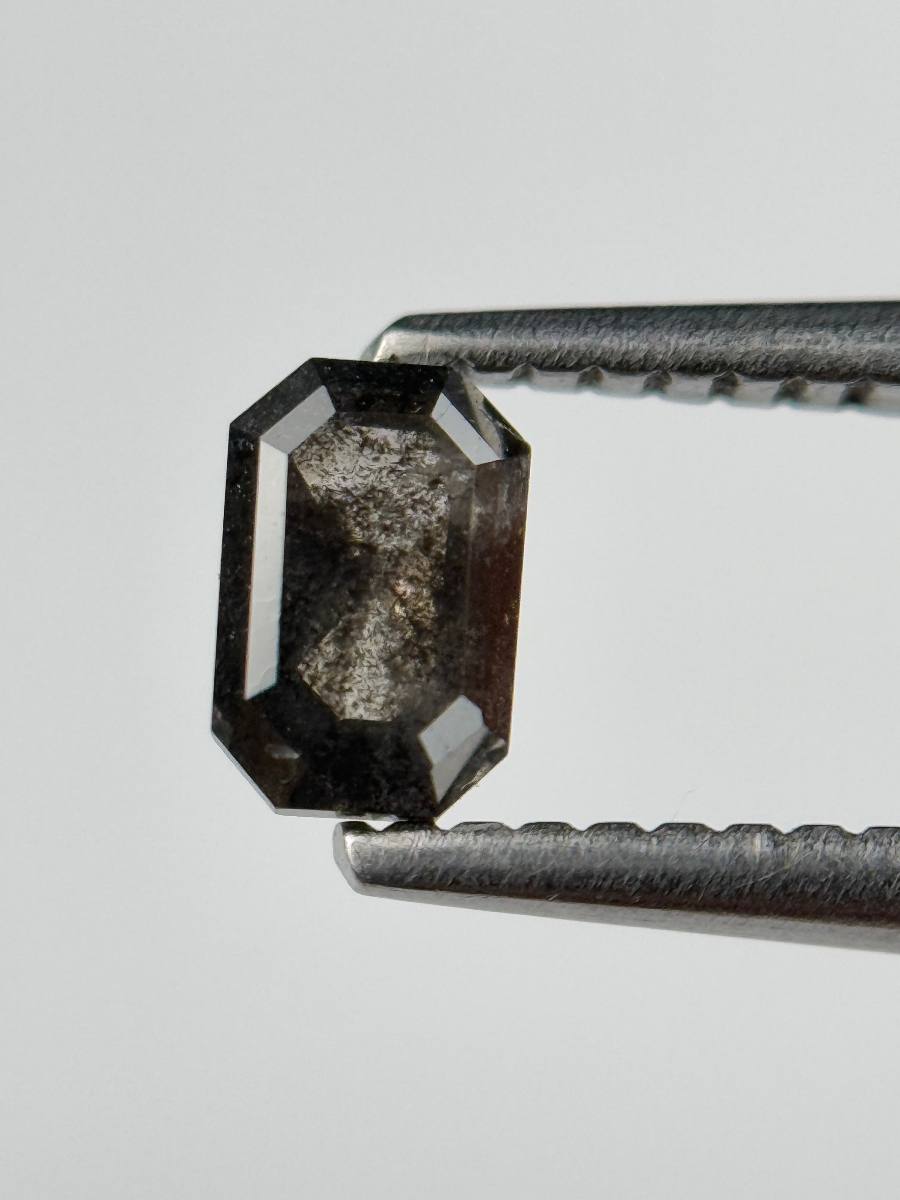 0.52 Ct Emerald Rose Cut Grey Natural Salt and Pepper Diamond