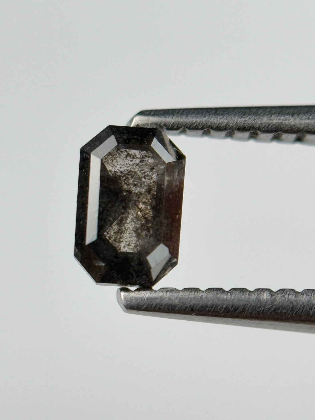 0.52 Ct Emerald Rose Cut Grey Natural Salt and Pepper Diamond
