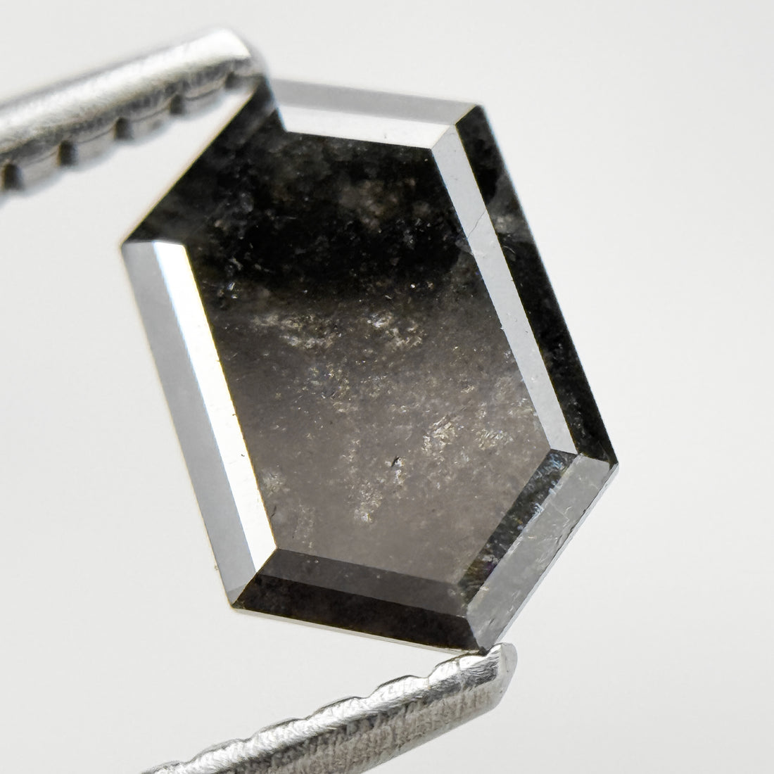 1.05 Ct Hexagon Rose Cut Grey Natural Salt and Pepper Diamond