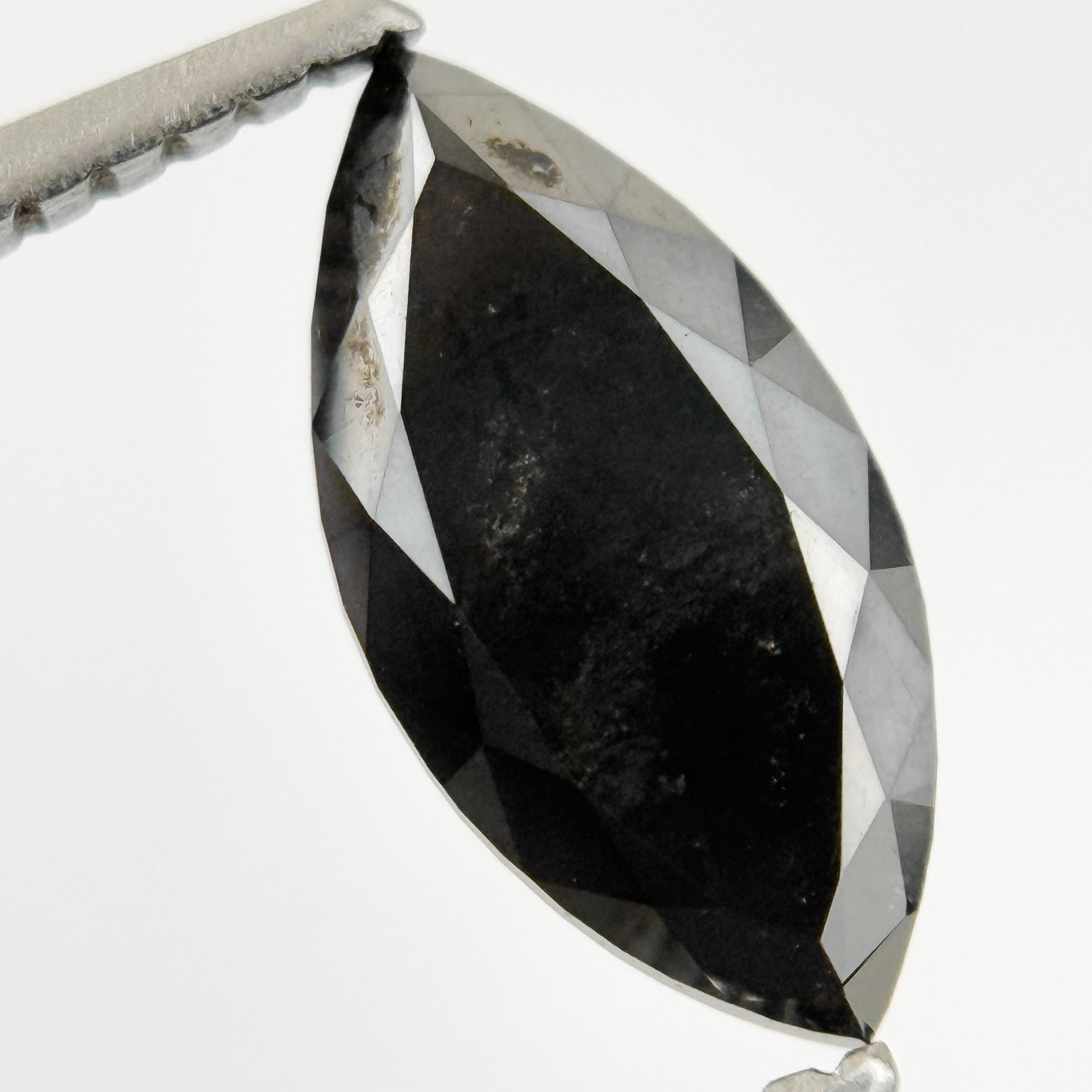 1.35 Ct Marquise Rose Cut Black Natural Salt and Pepper Diamond