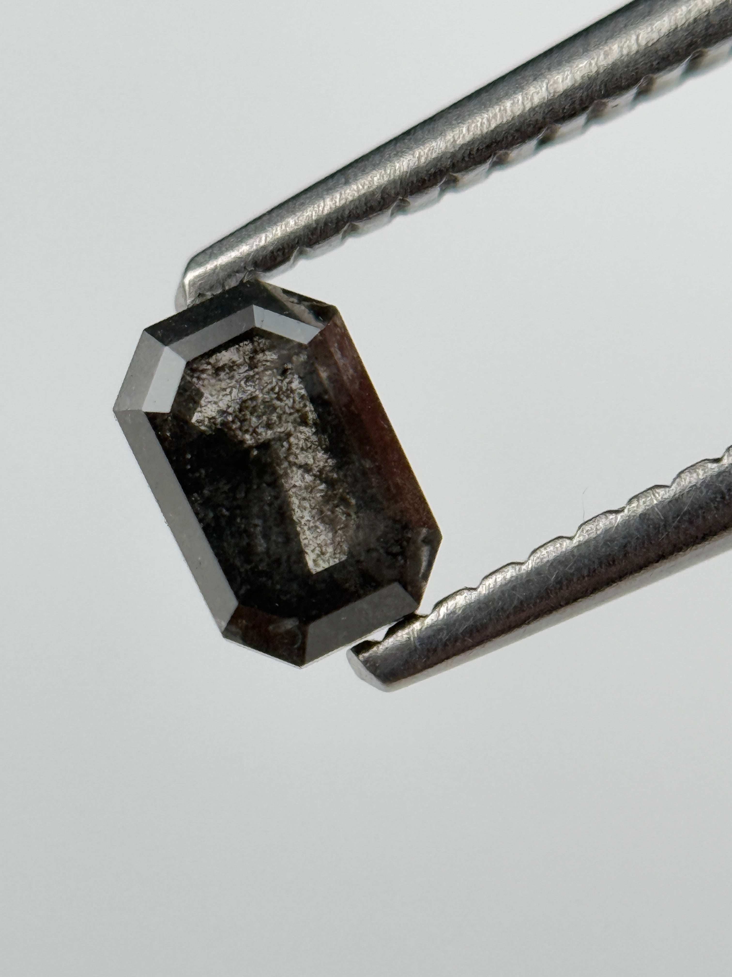 0.52 Ct Emerald Rose Cut Grey Natural Salt and Pepper Diamond