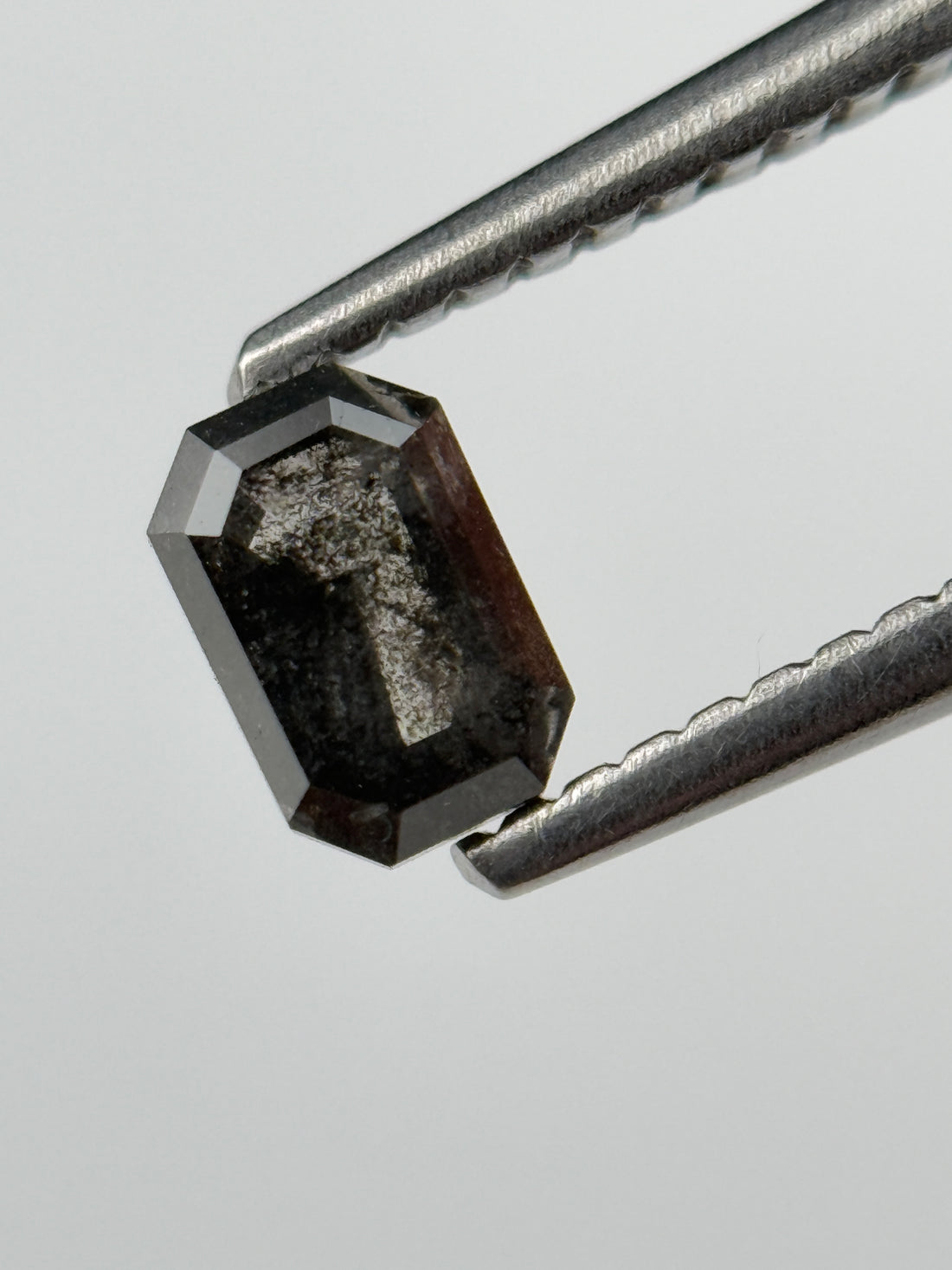 0.52 Ct Emerald Rose Cut Grey Natural Salt and Pepper Diamond